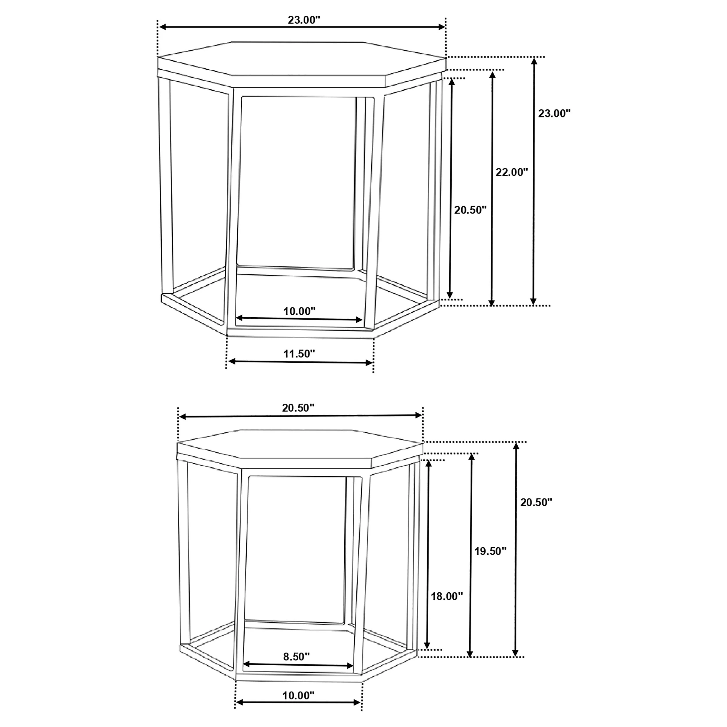 Adger 2-piece Hexagonal Nesting Tables Natural and Black - Image 10
