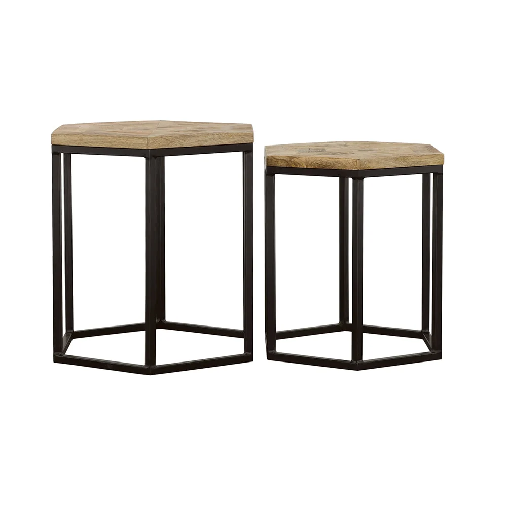 Adger 2-piece Hexagonal Nesting Tables Natural and Black - Image 6