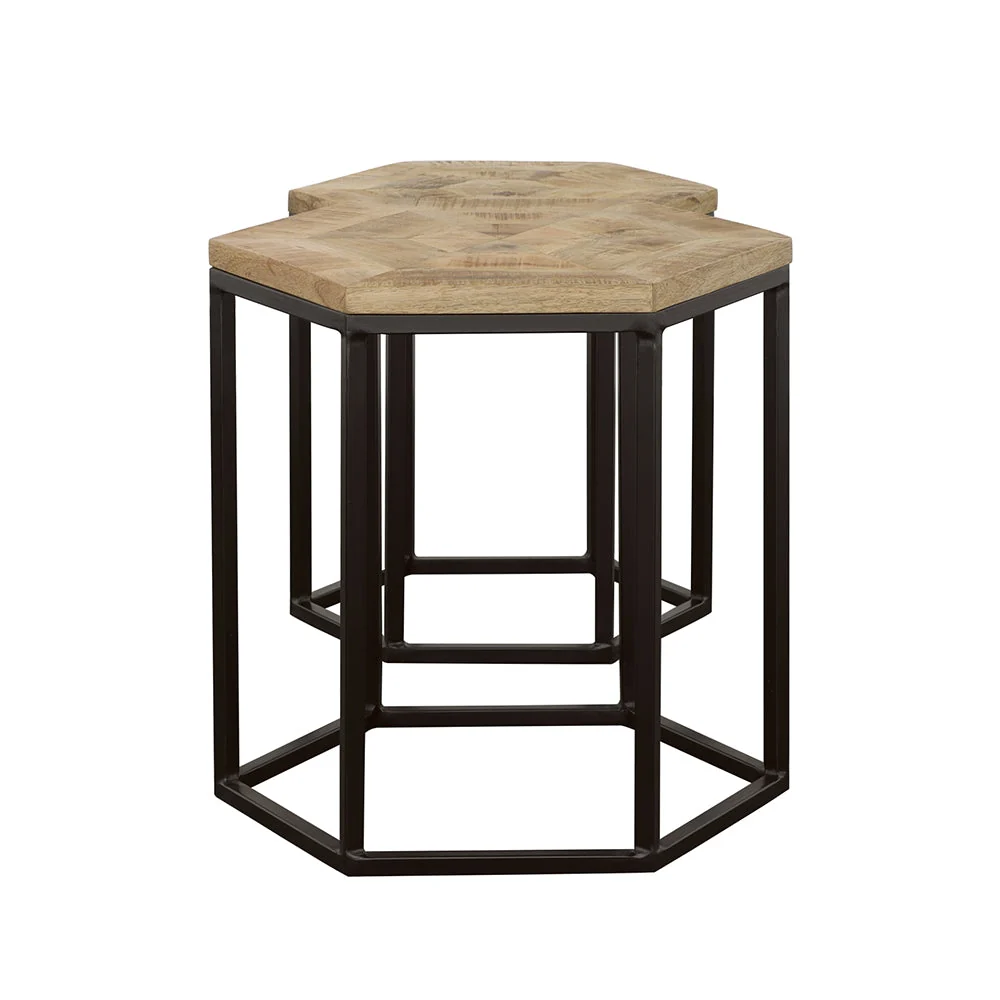 Adger 2-piece Hexagonal Nesting Tables Natural and Black - Image 7