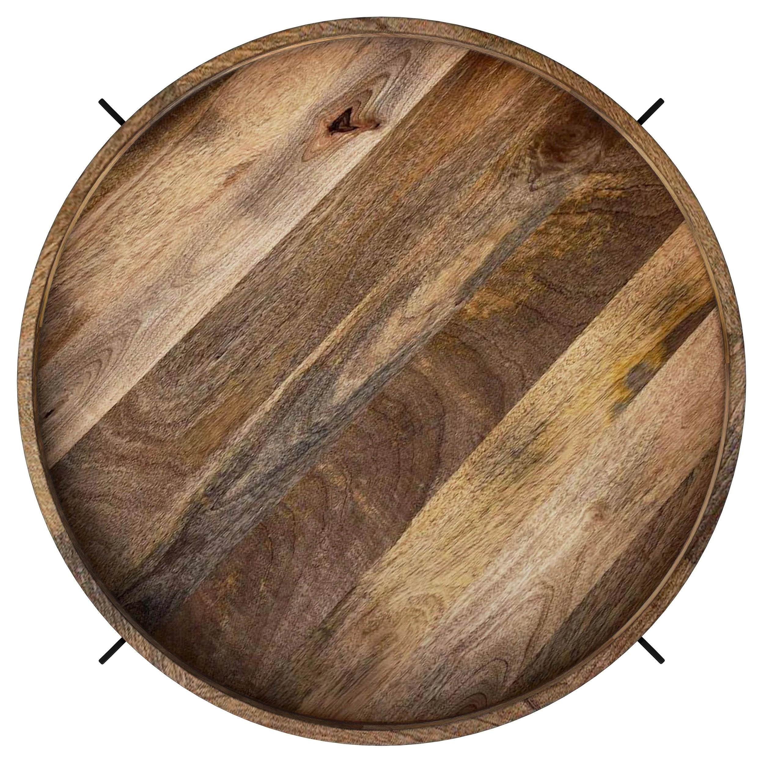 Adhvik Round Wood Top Marble Shelf Coffee Table Natural - Image 5