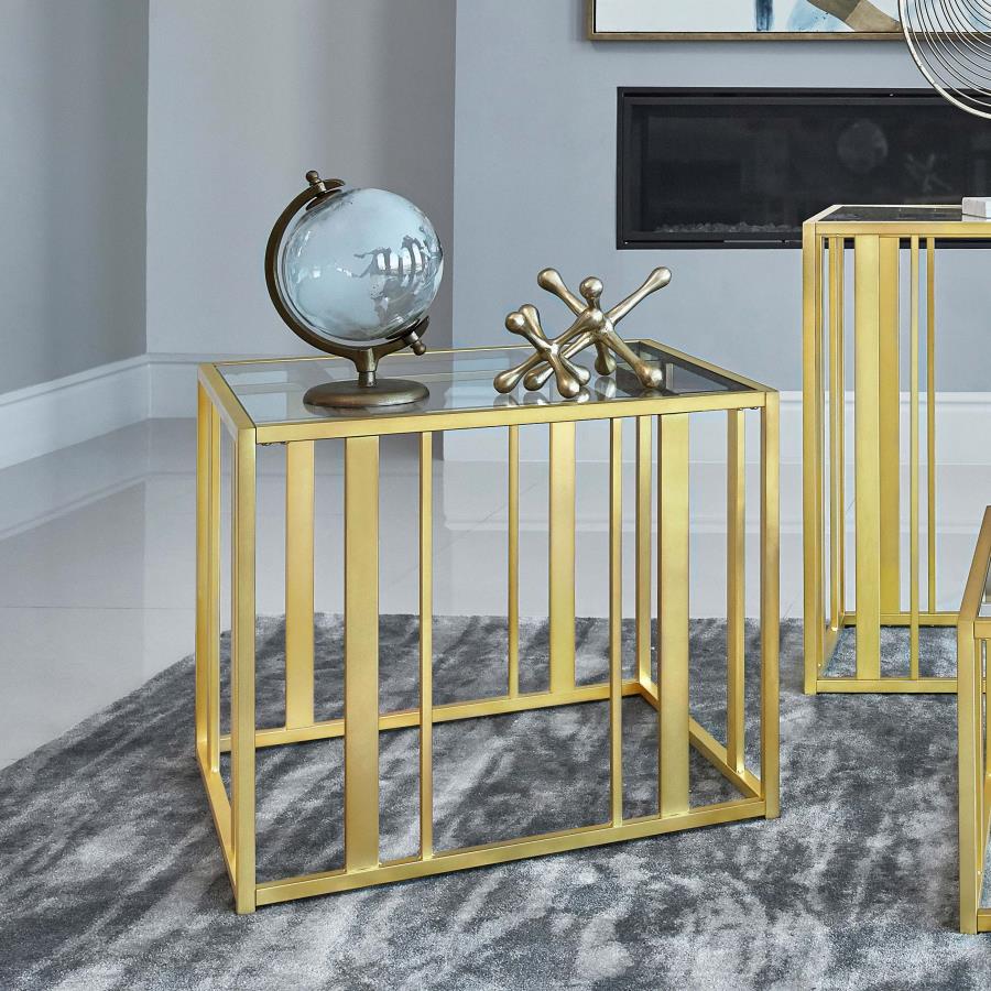 Adri Rectangular Glass Top Side End Table - Image 2