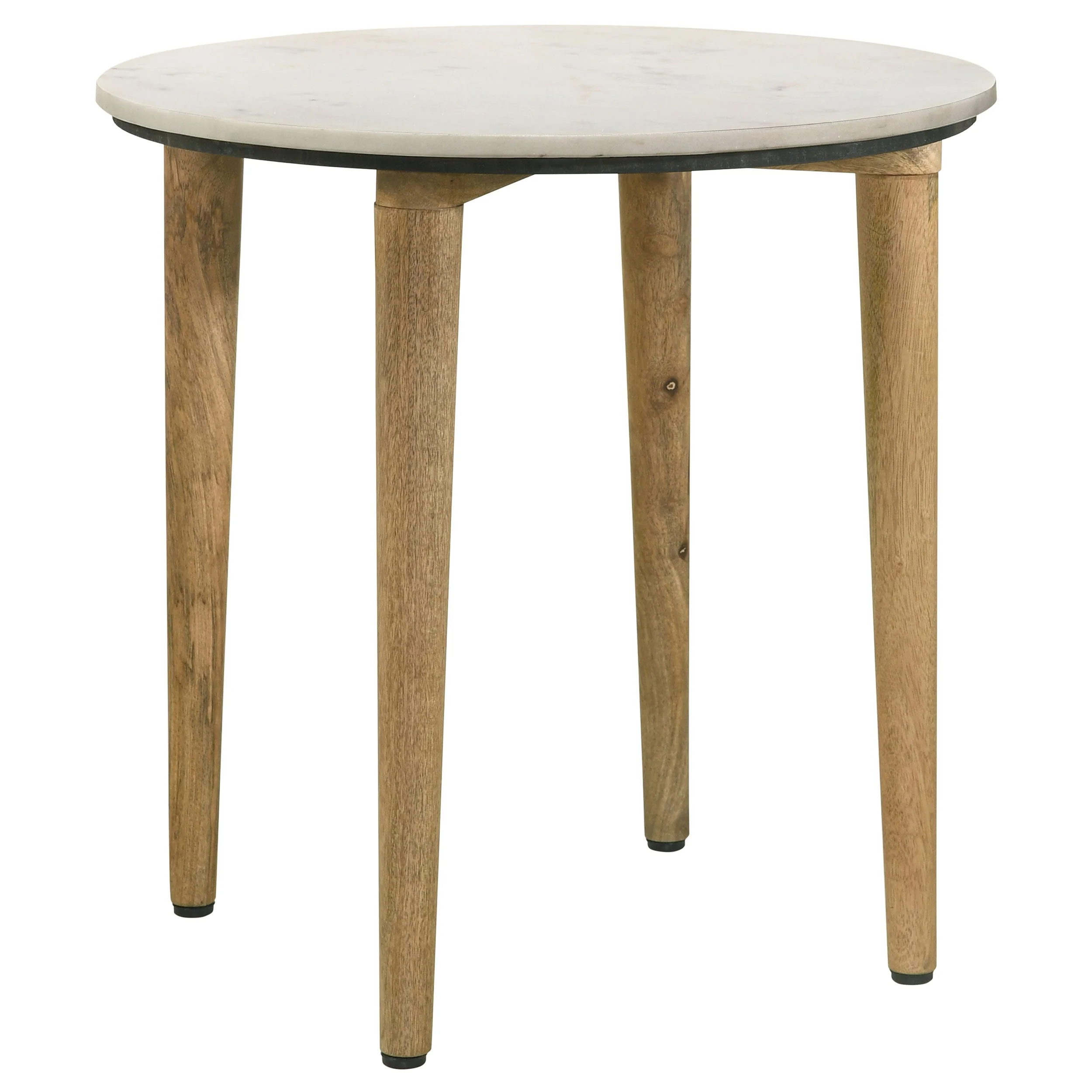 Aldis Round Marble Top Side End Table White and Natural - Image 2