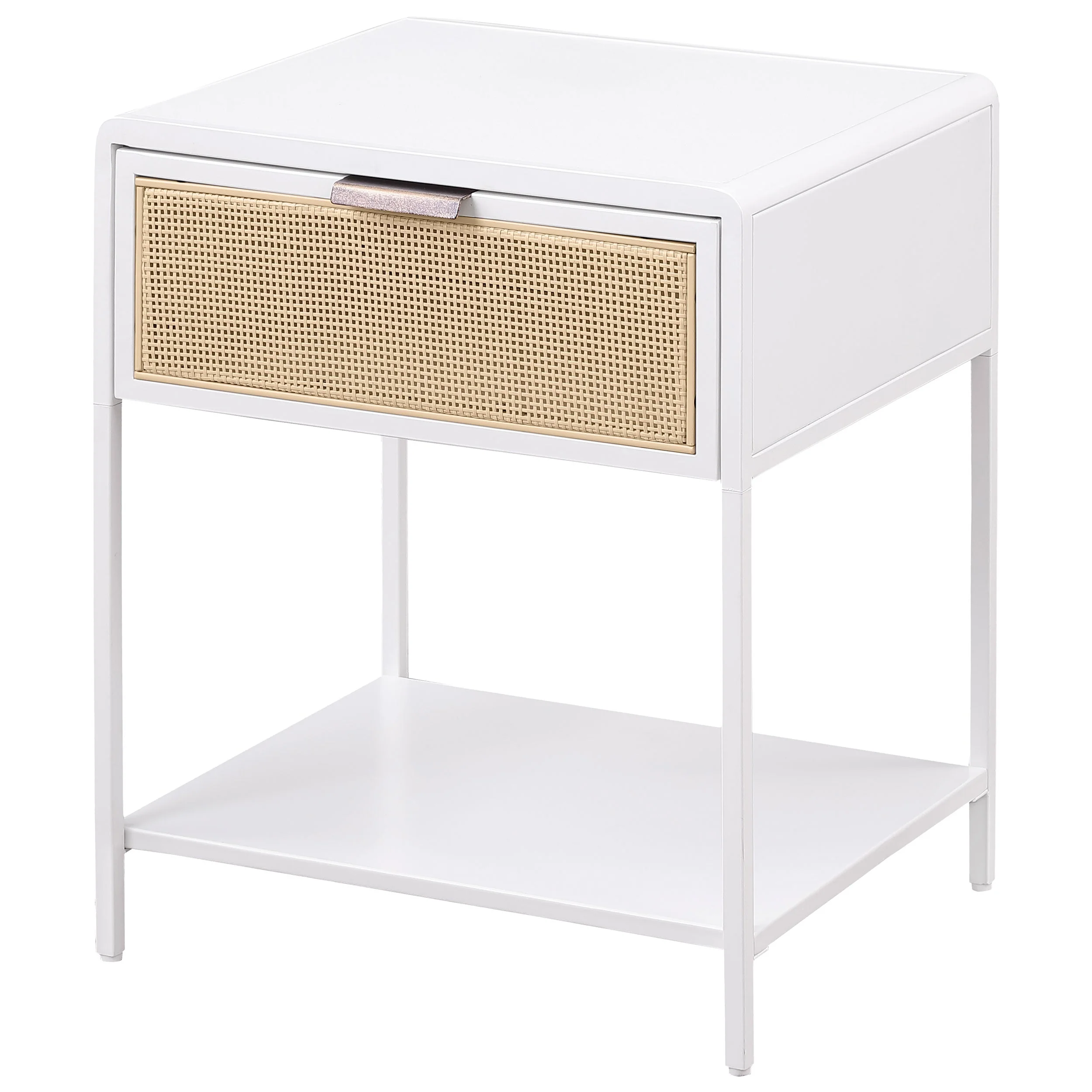 Amherst 1-drawer Radio Weave Cane Metal Bedside Table - Image 10