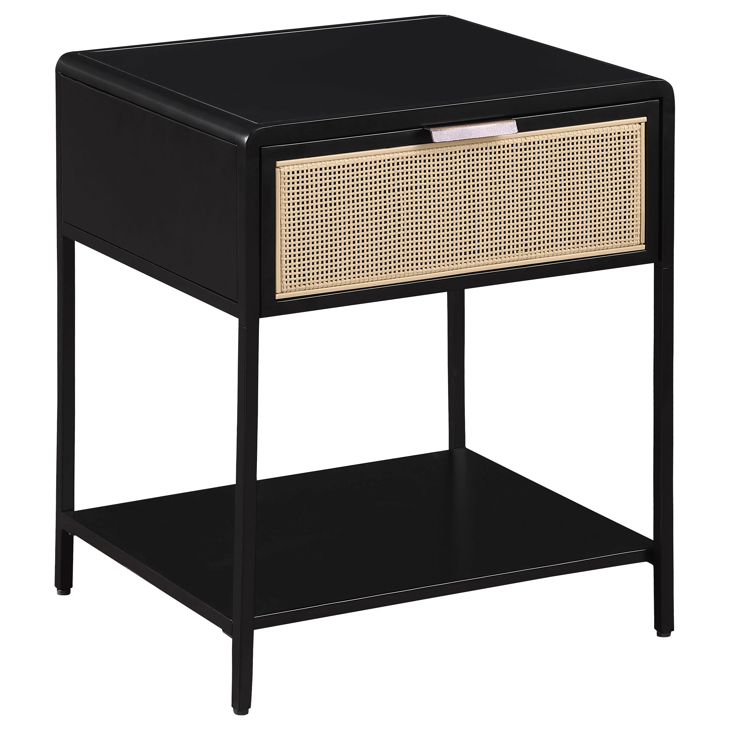 Amherst 1-drawer Radio Weave Cane Metal Bedside Table - Image 3