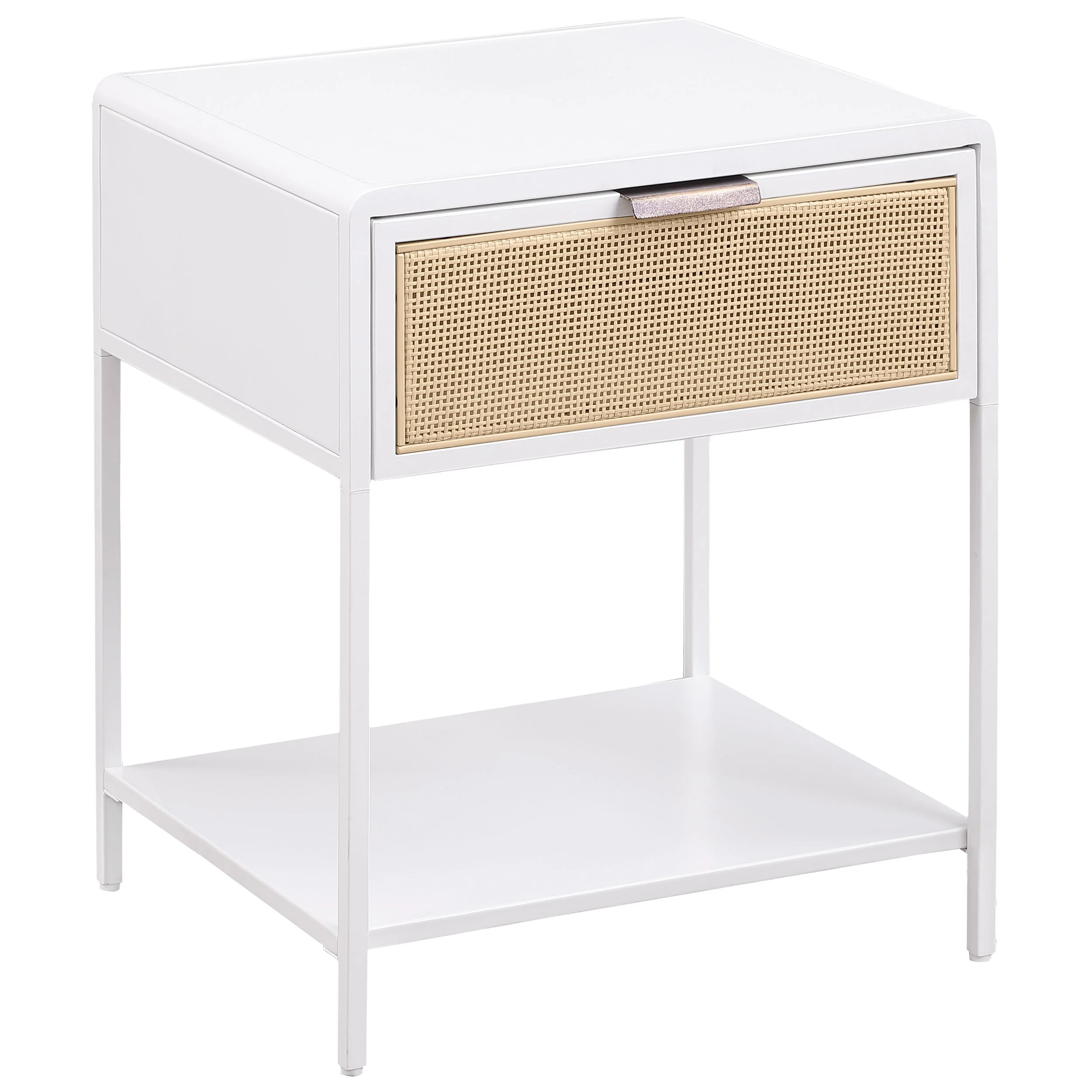 Amherst 1-drawer Radio Weave Cane Metal Bedside Table - Image 4