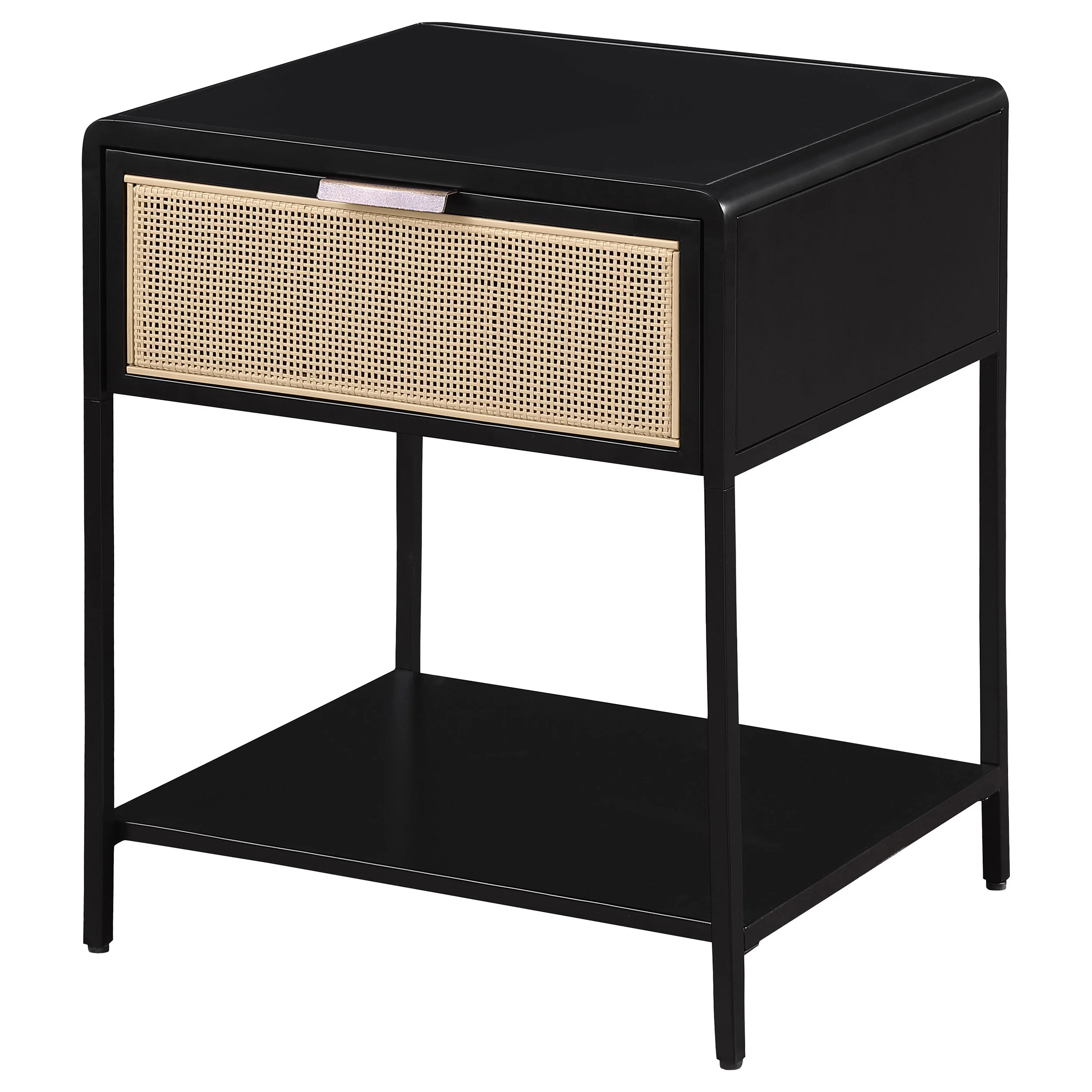 Amherst 1-drawer Radio Weave Cane Metal Bedside Table - Image 9