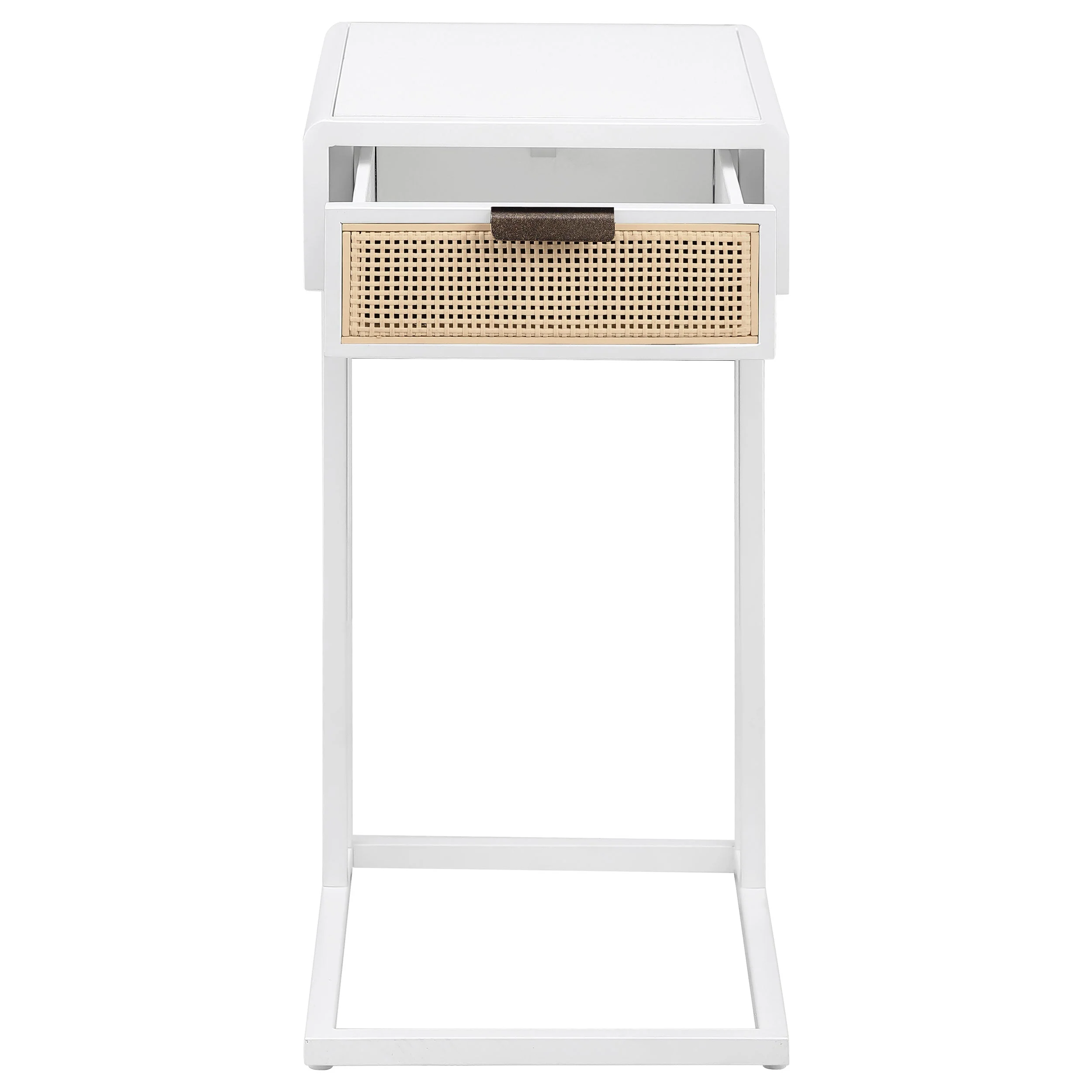 Amherst 1-drawer Radio Weave Cane Metal Side Table - Image 10