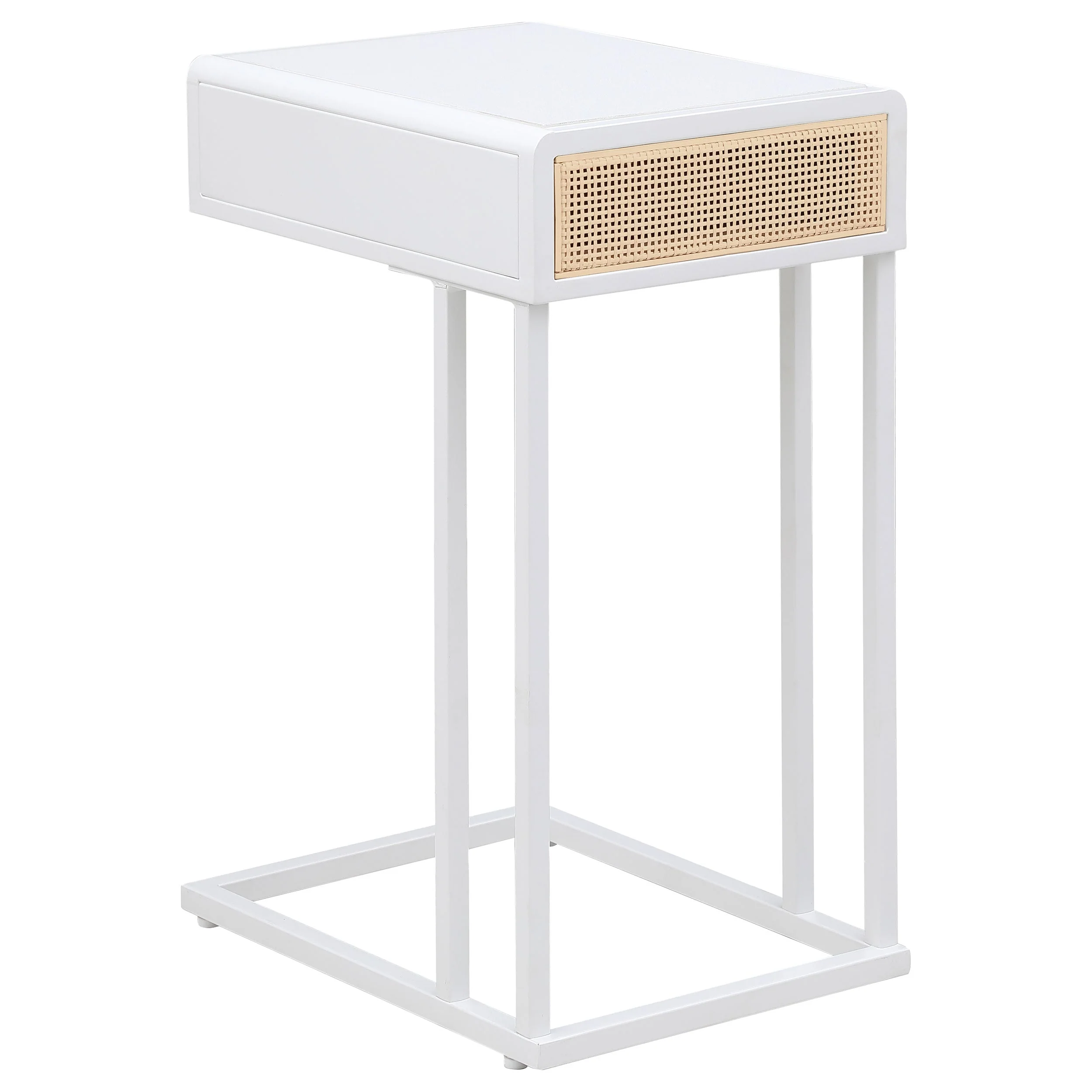 Amherst 1-drawer Radio Weave Cane Metal Side Table - Image 12