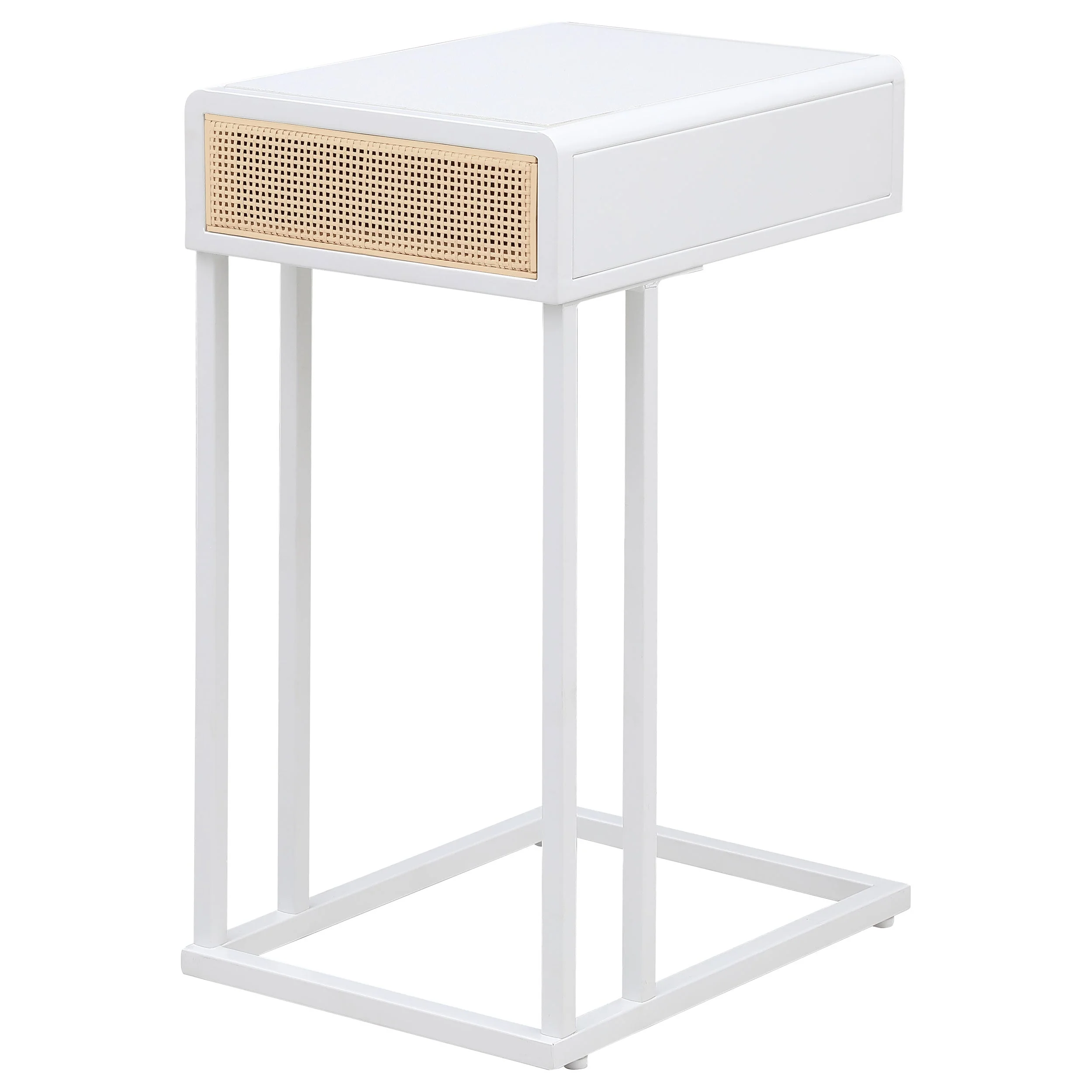 Amherst 1-drawer Radio Weave Cane Metal Side Table - Image 14