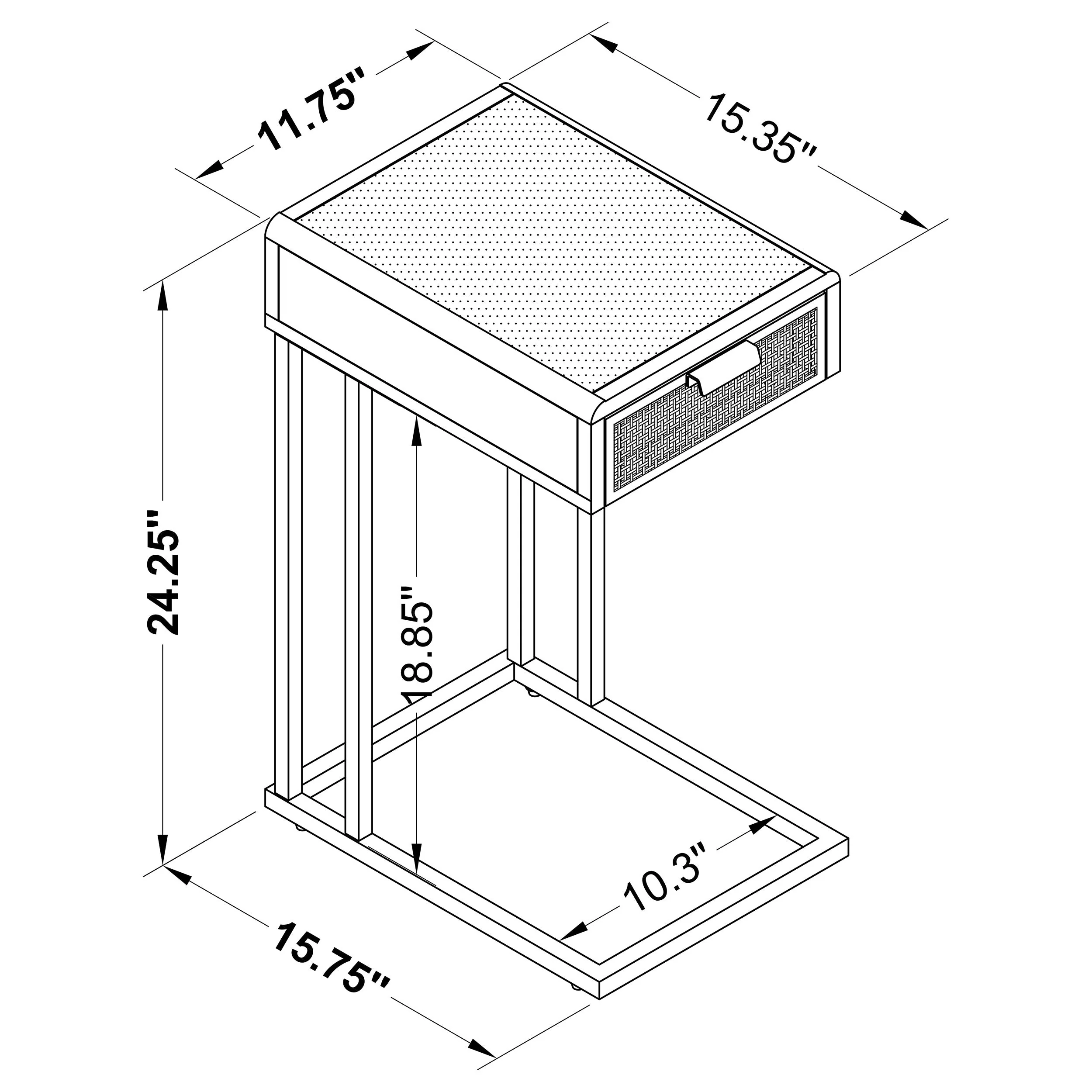 Amherst 1-drawer Radio Weave Cane Metal Side Table - Image 19