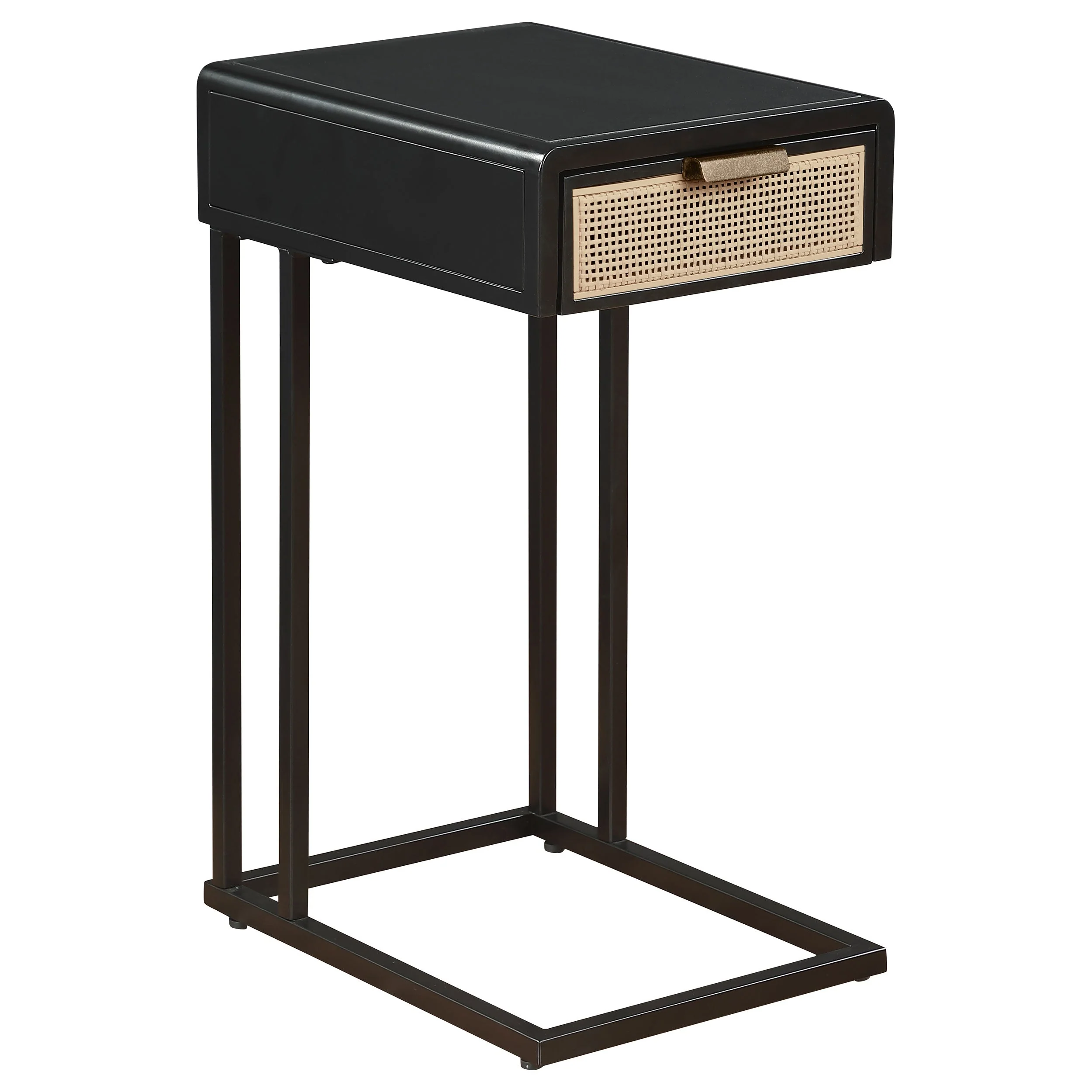 Amherst 1-drawer Radio Weave Cane Metal Side Table - Image 3