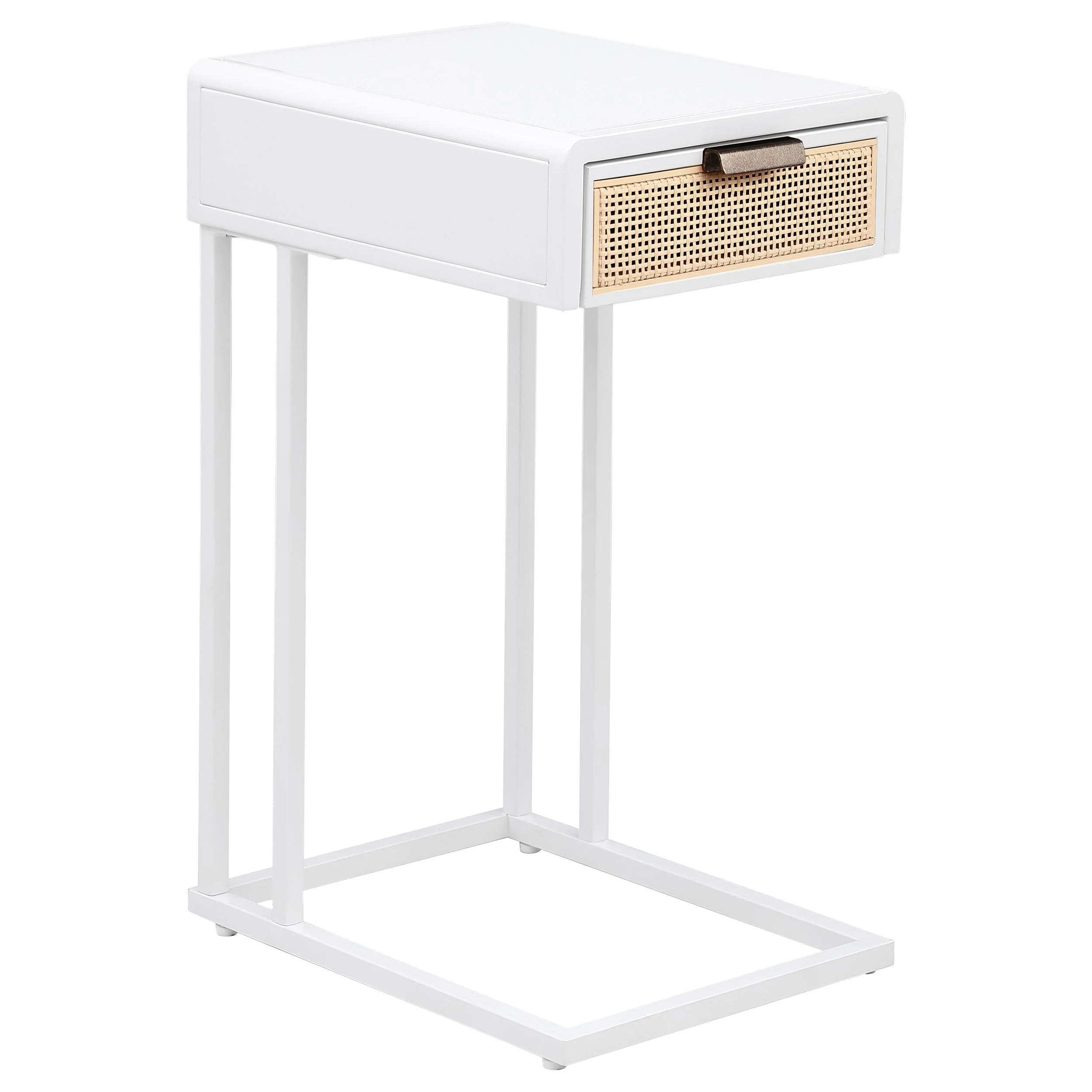 Amherst 1-drawer Radio Weave Cane Metal Side Table - Image 4