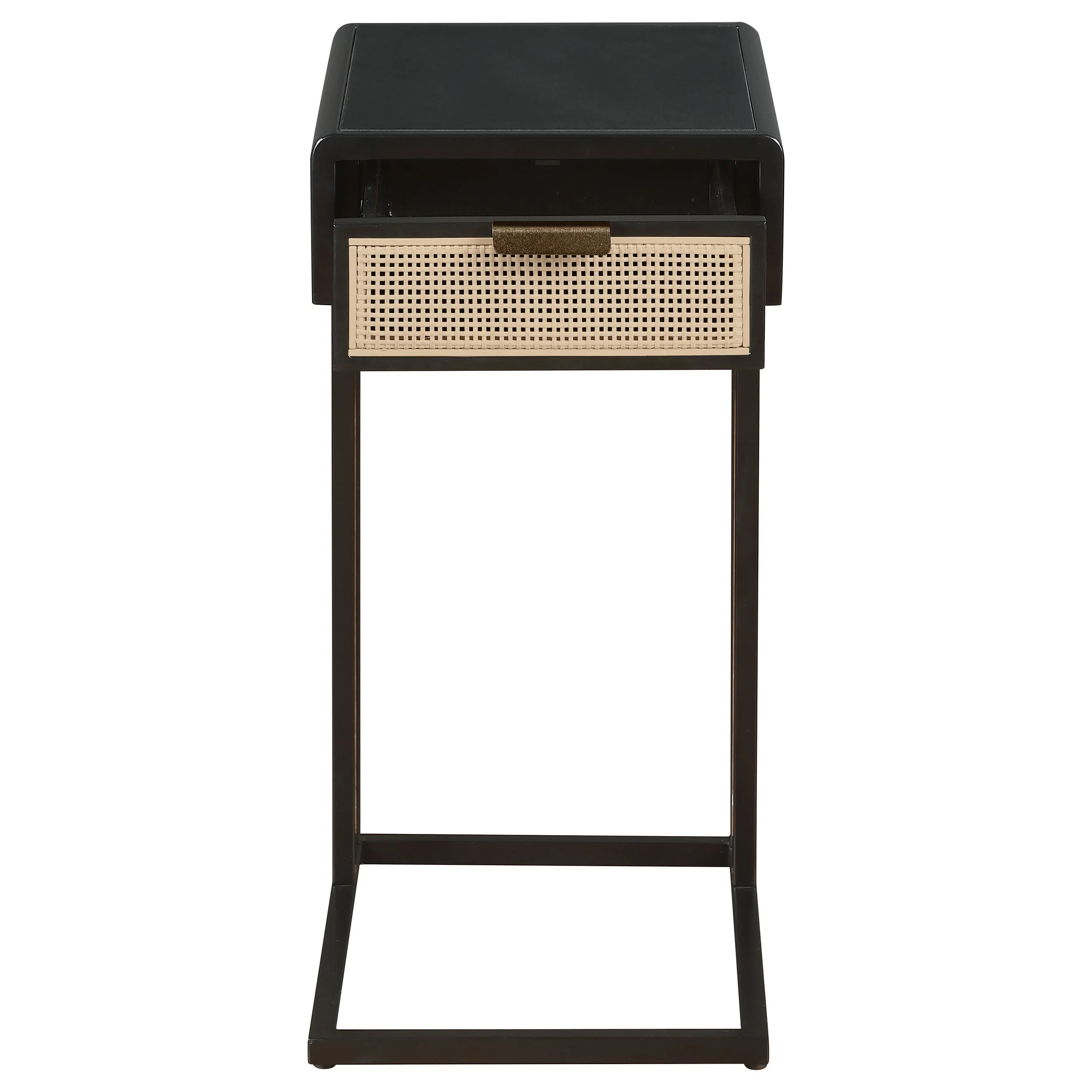 Amherst 1-drawer Radio Weave Cane Metal Side Table - Image 9