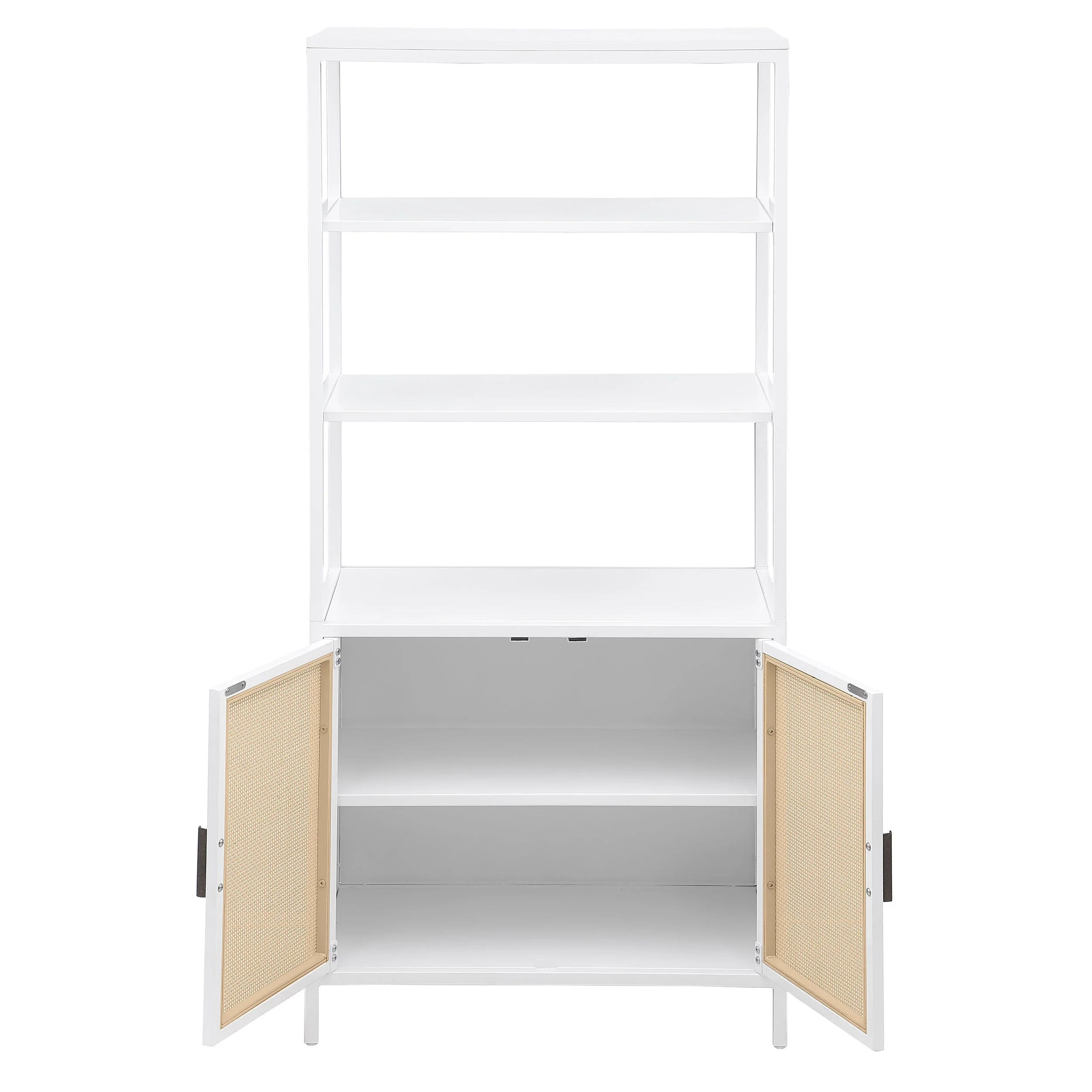 Amherst 3-shelf Radio Weave Cane Metal Accent Cabinet - Image 10