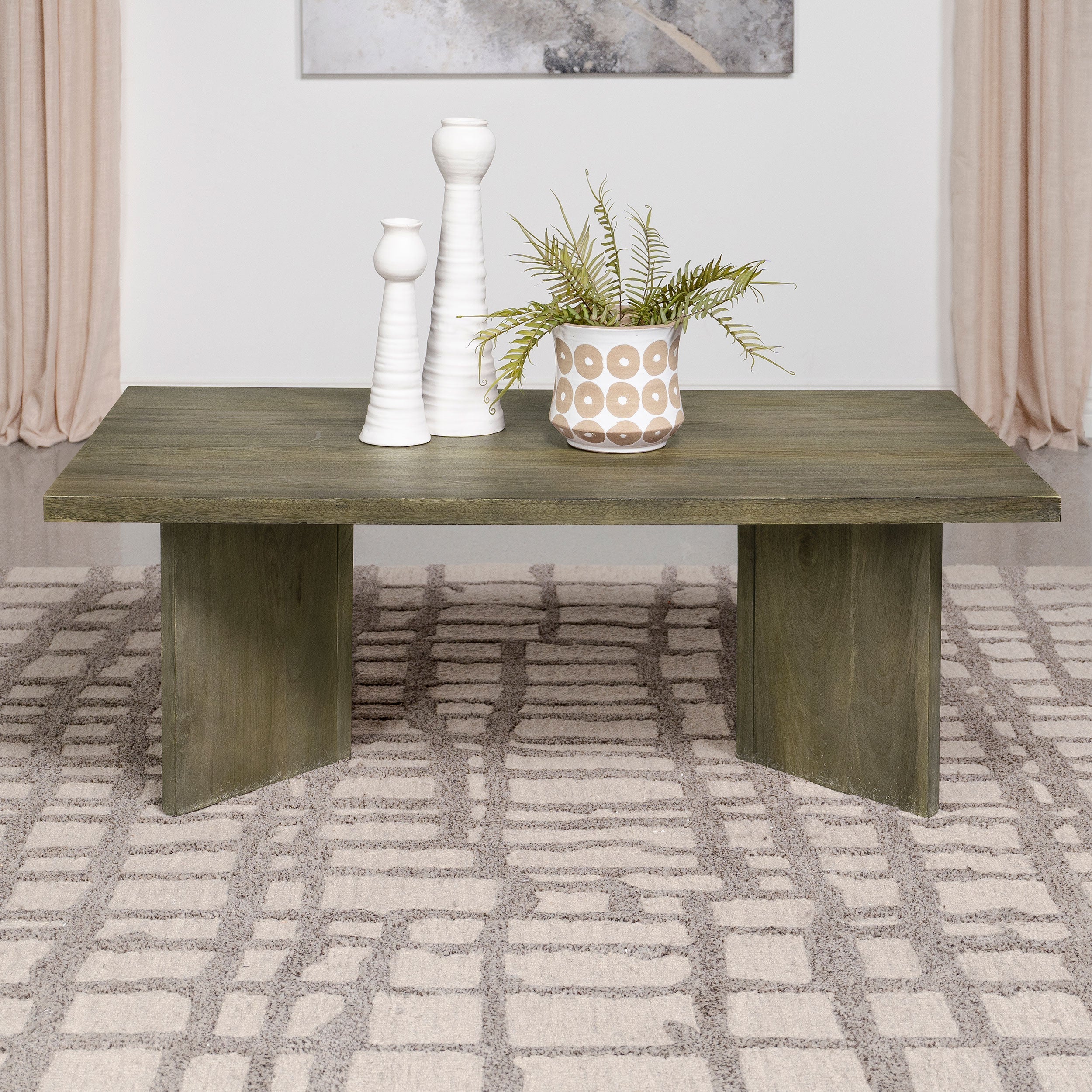 Andando Rectangular Solid Wood Coffee Table Mango Brown - Image 3