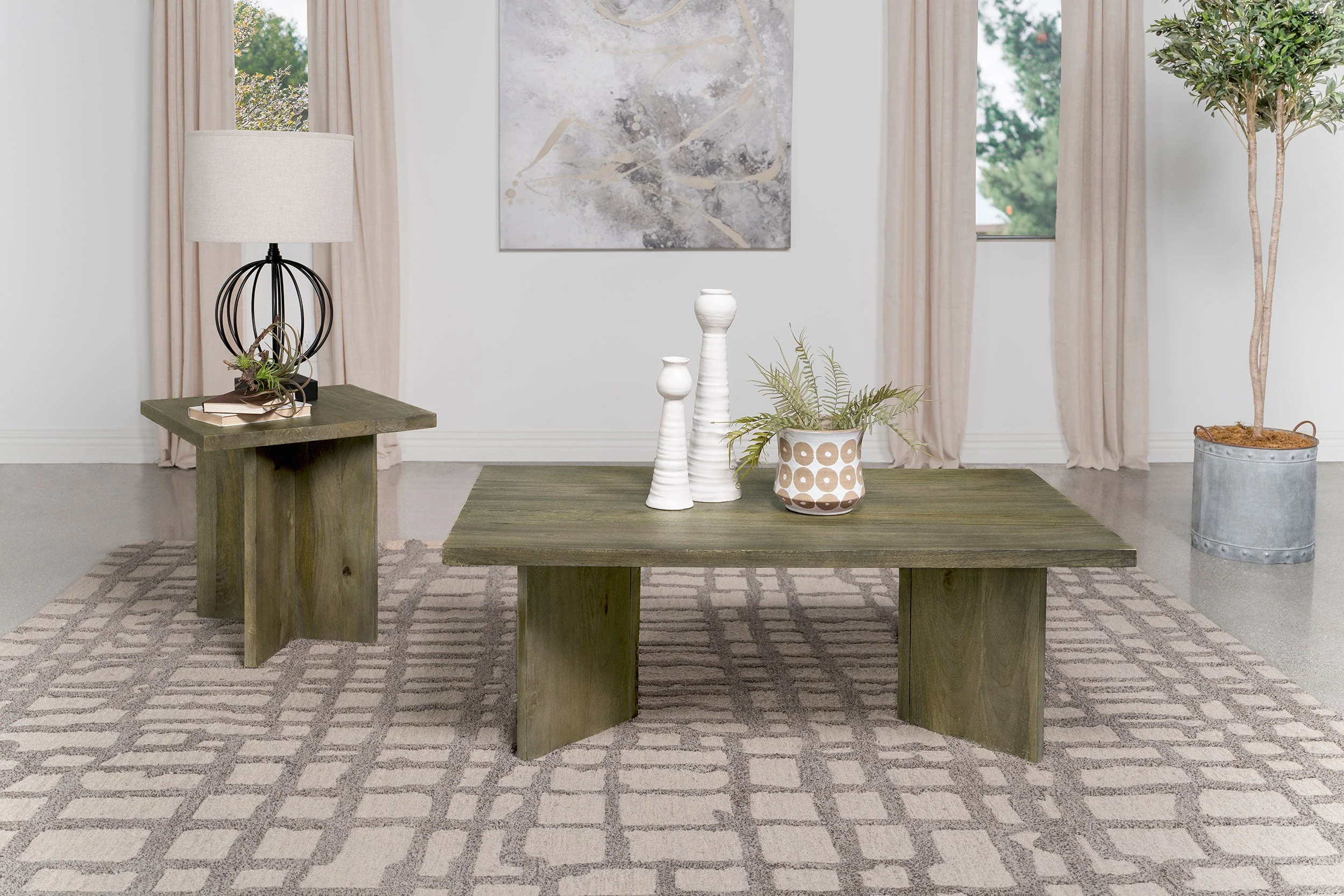 Andando Coffee and End Table Set Mango Brown - Image 3
