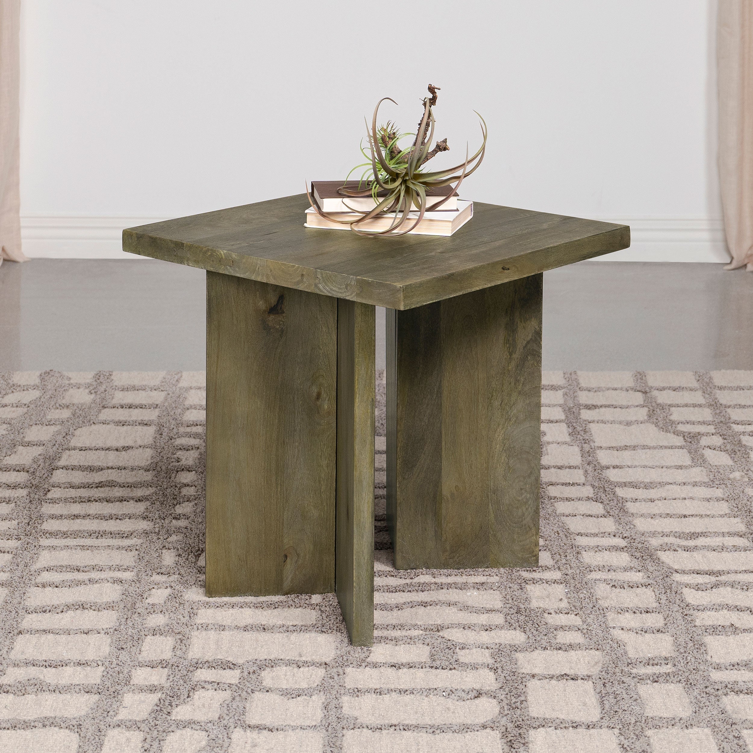 Andando Square Solid Wood End Table Mango Brown - Image 3