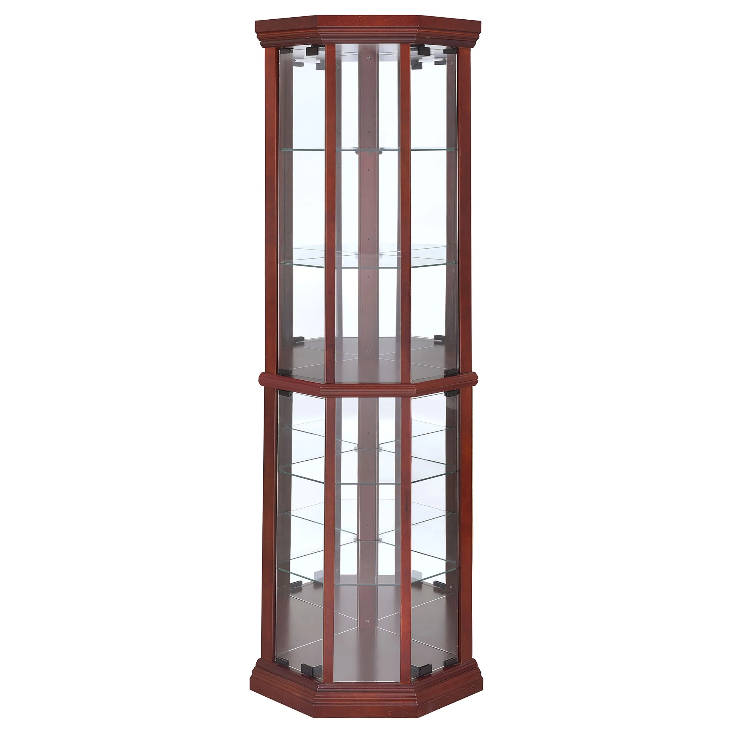 Appledale 6-shelf Corner Curio Display Cabinet Medium Brown - Image 4