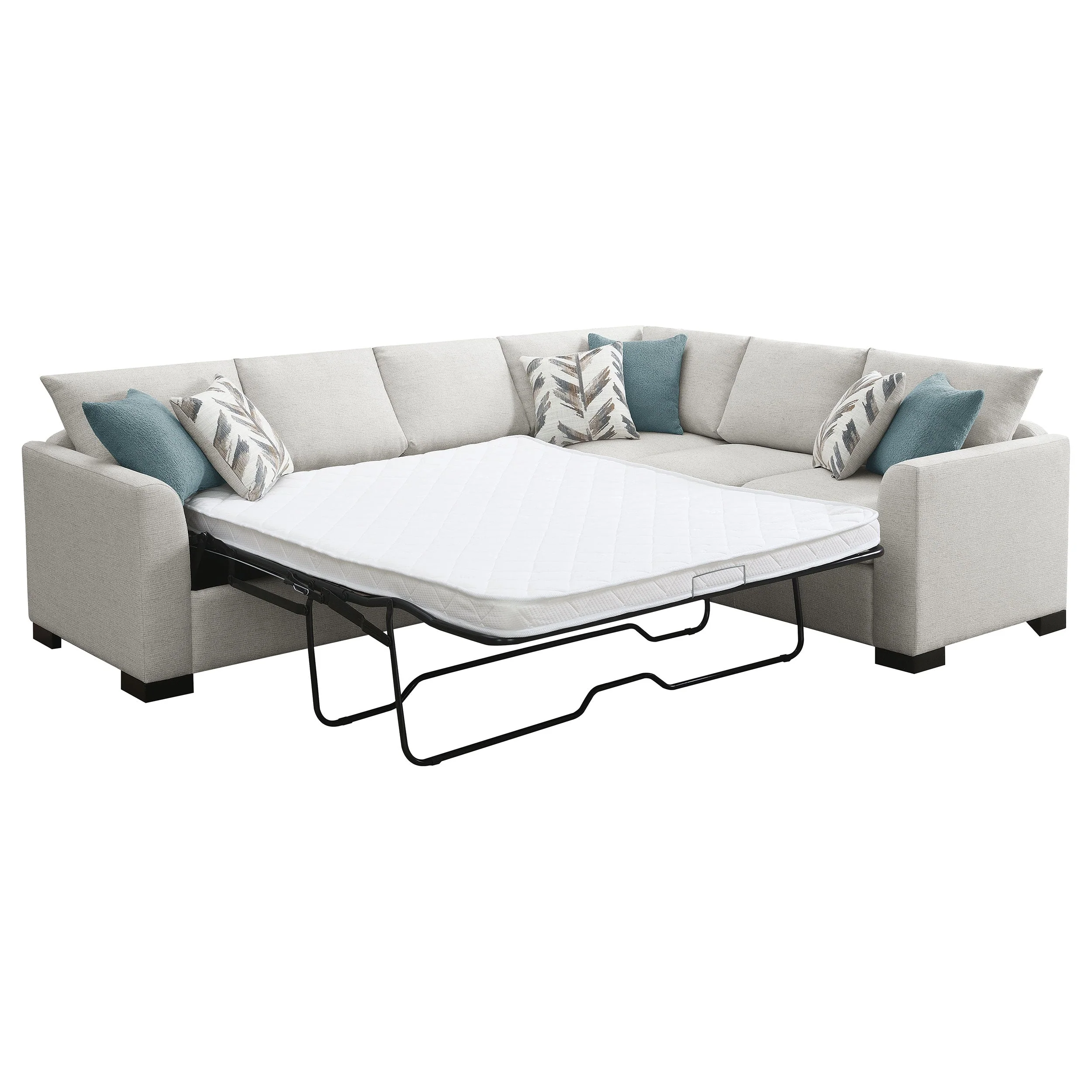 Ashford Chenille Upholstered Sleeper Sectional Sofa Greige - Image 6