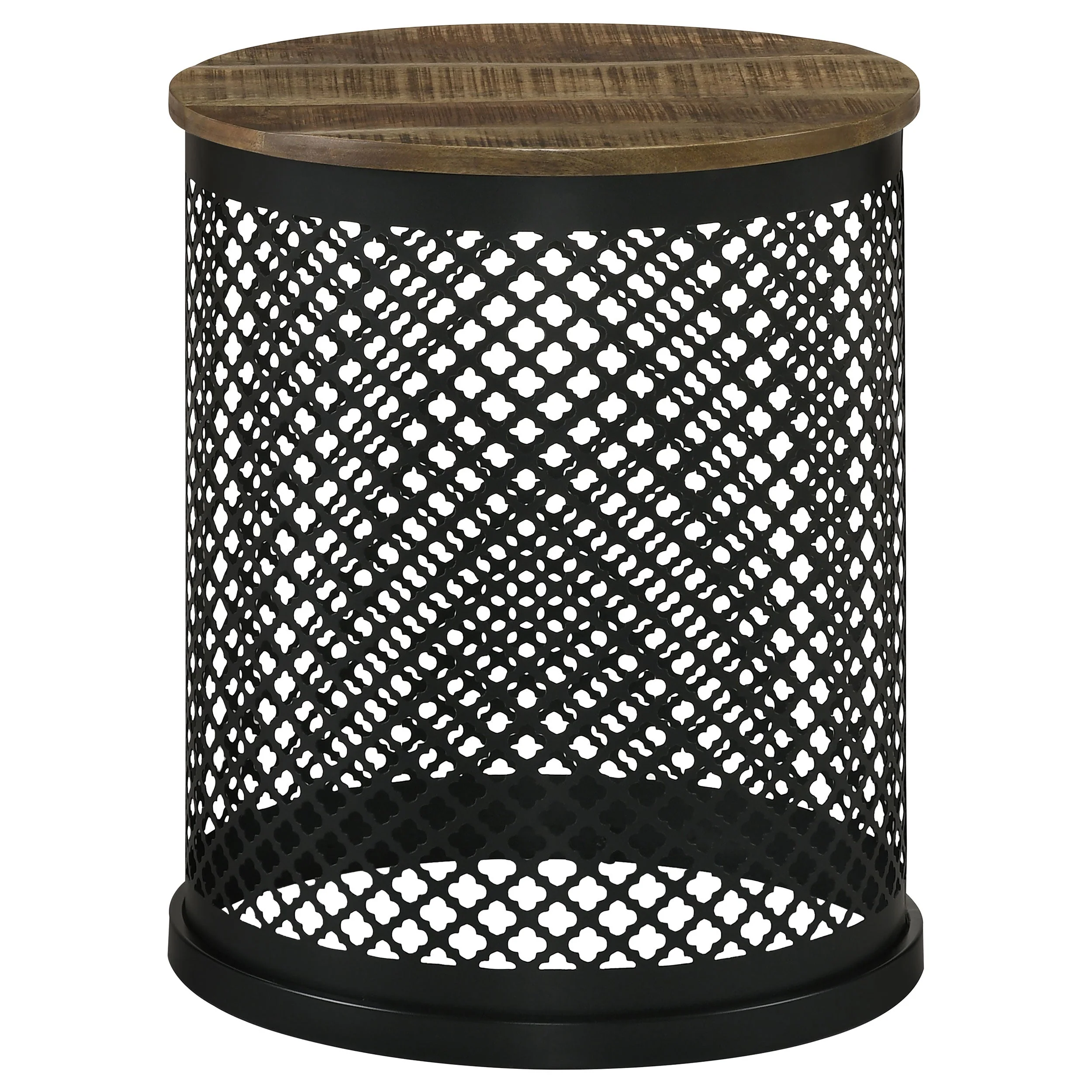 Aurora Round Drum Base Accent Side Table Natural and Black - Image 2
