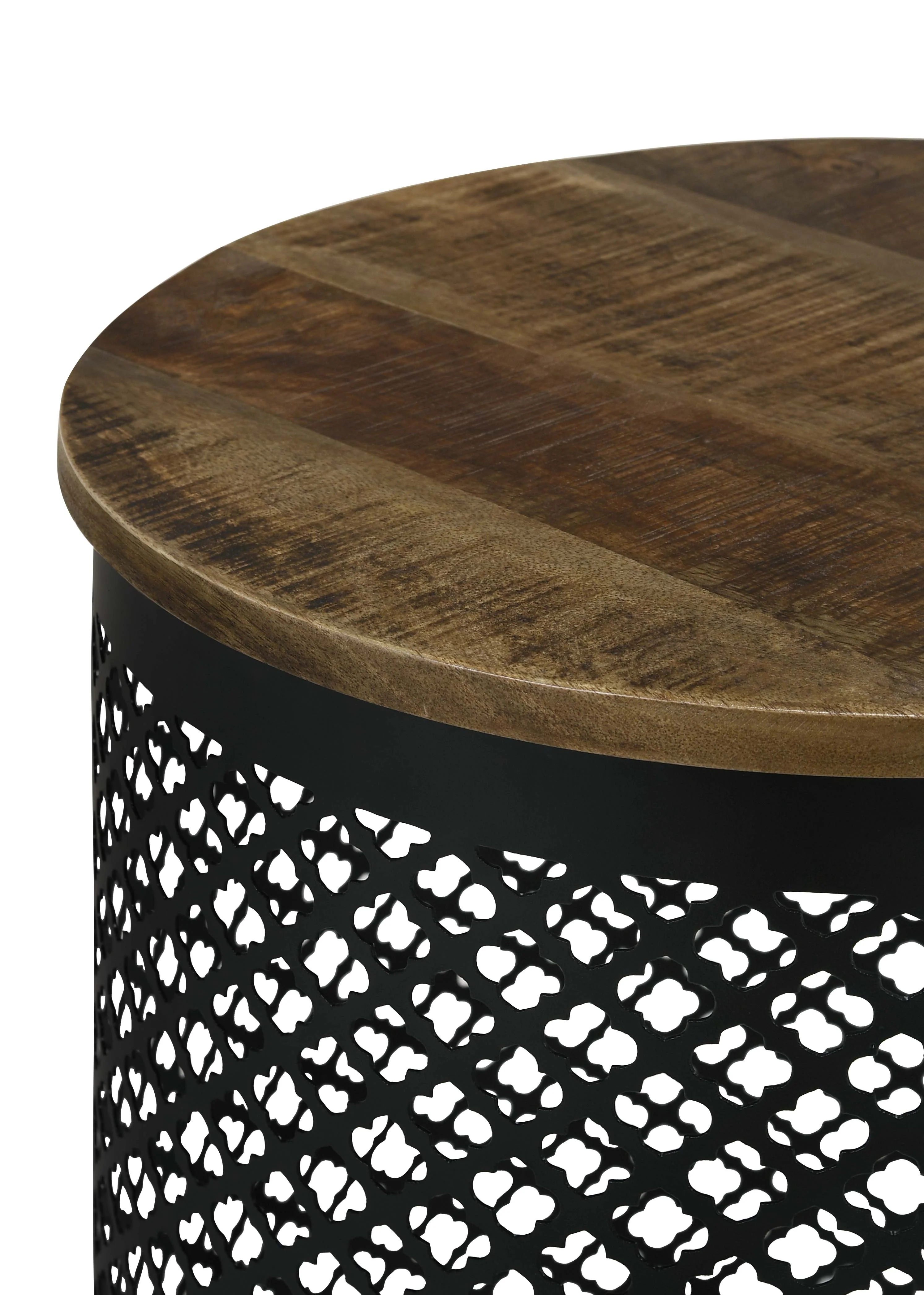 Aurora Round Drum Base Accent Side Table Natural and Black - Image 6