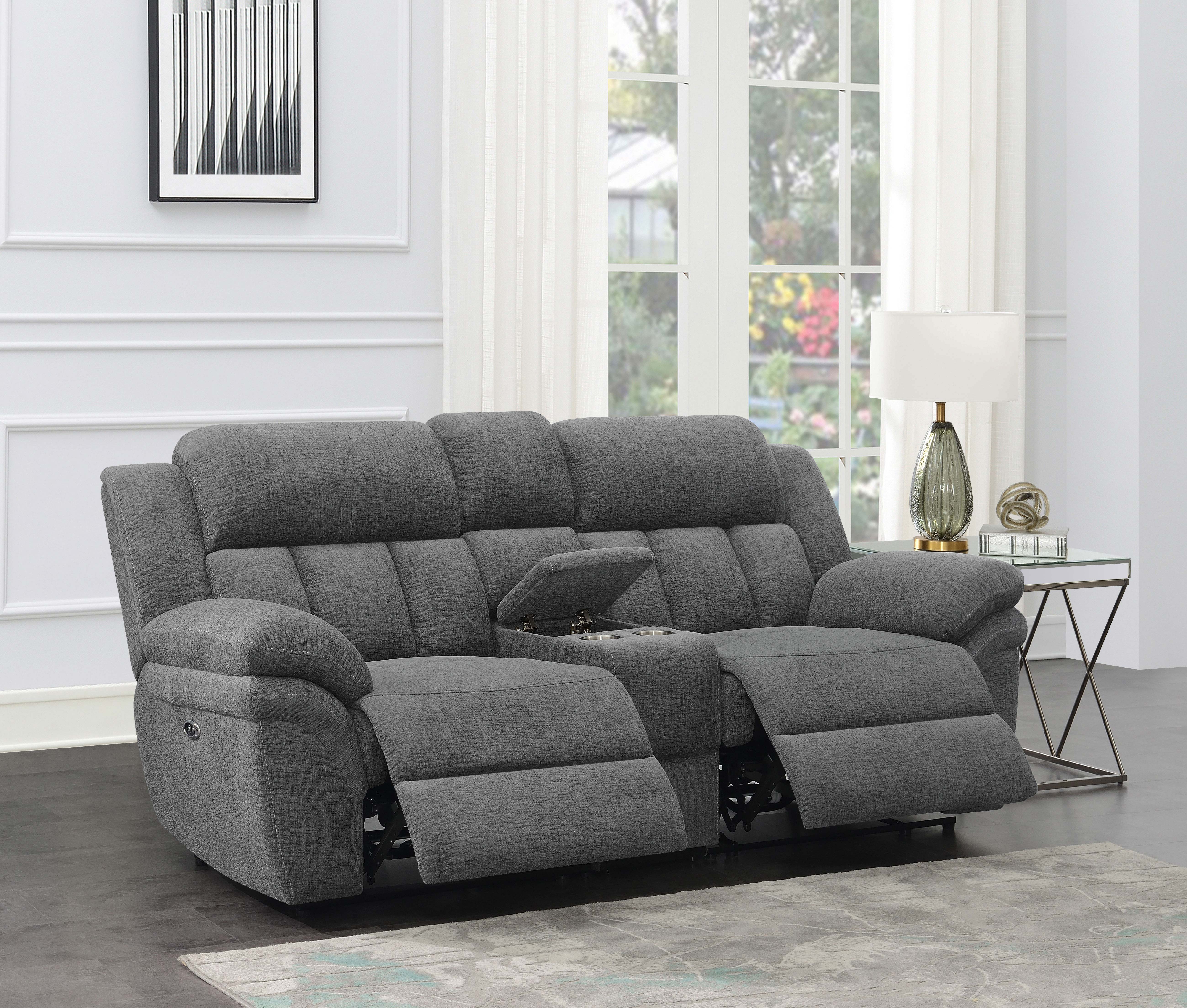 Bahrain Upholstered Power Loveseat Charcoal - Image 4