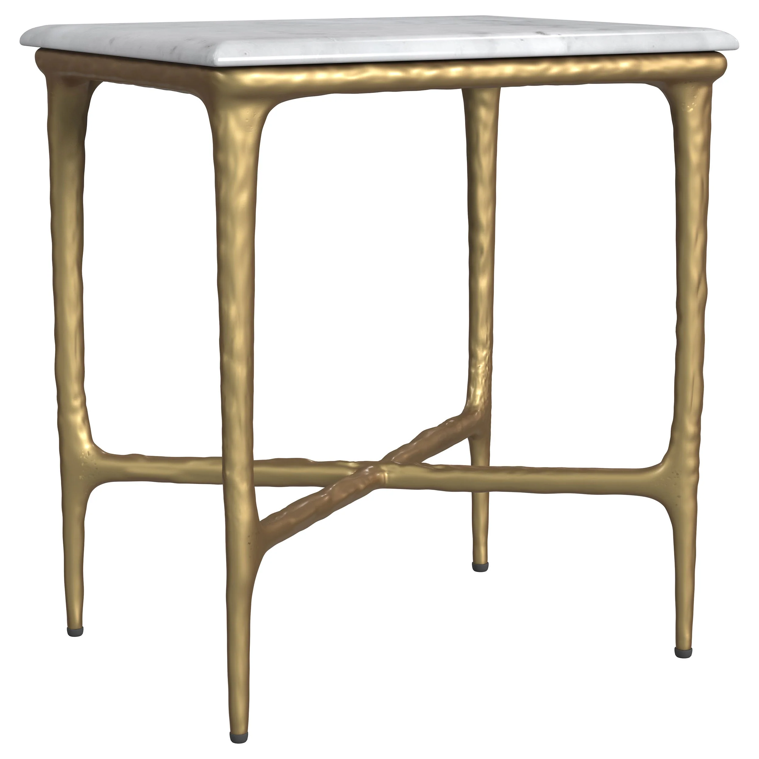 Baldwin Rectangular Marble Top Side Table White and Gold - Image 2