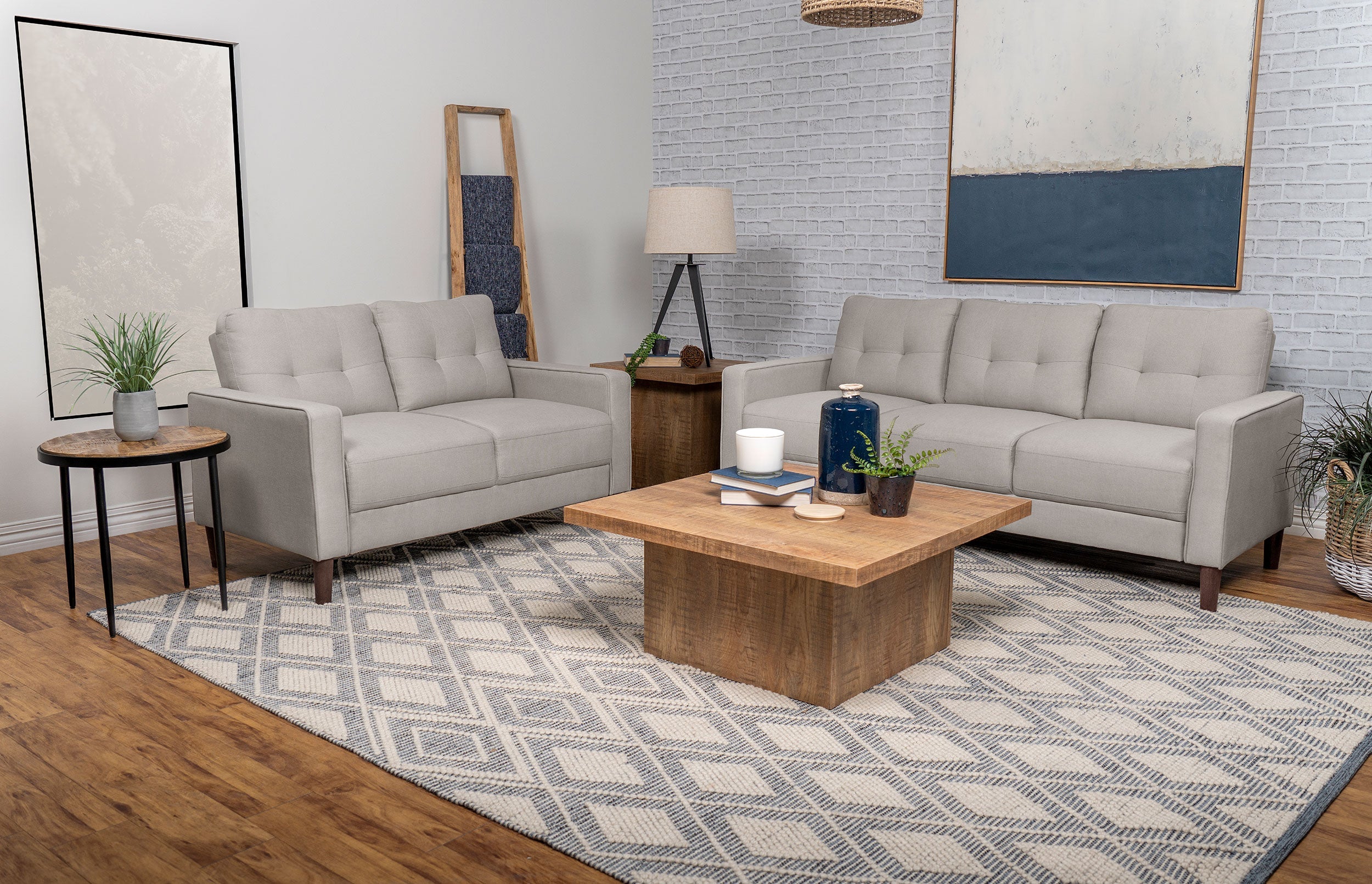 Bowen Upholstered Track Arm Tufted Sofa Set - Image 7