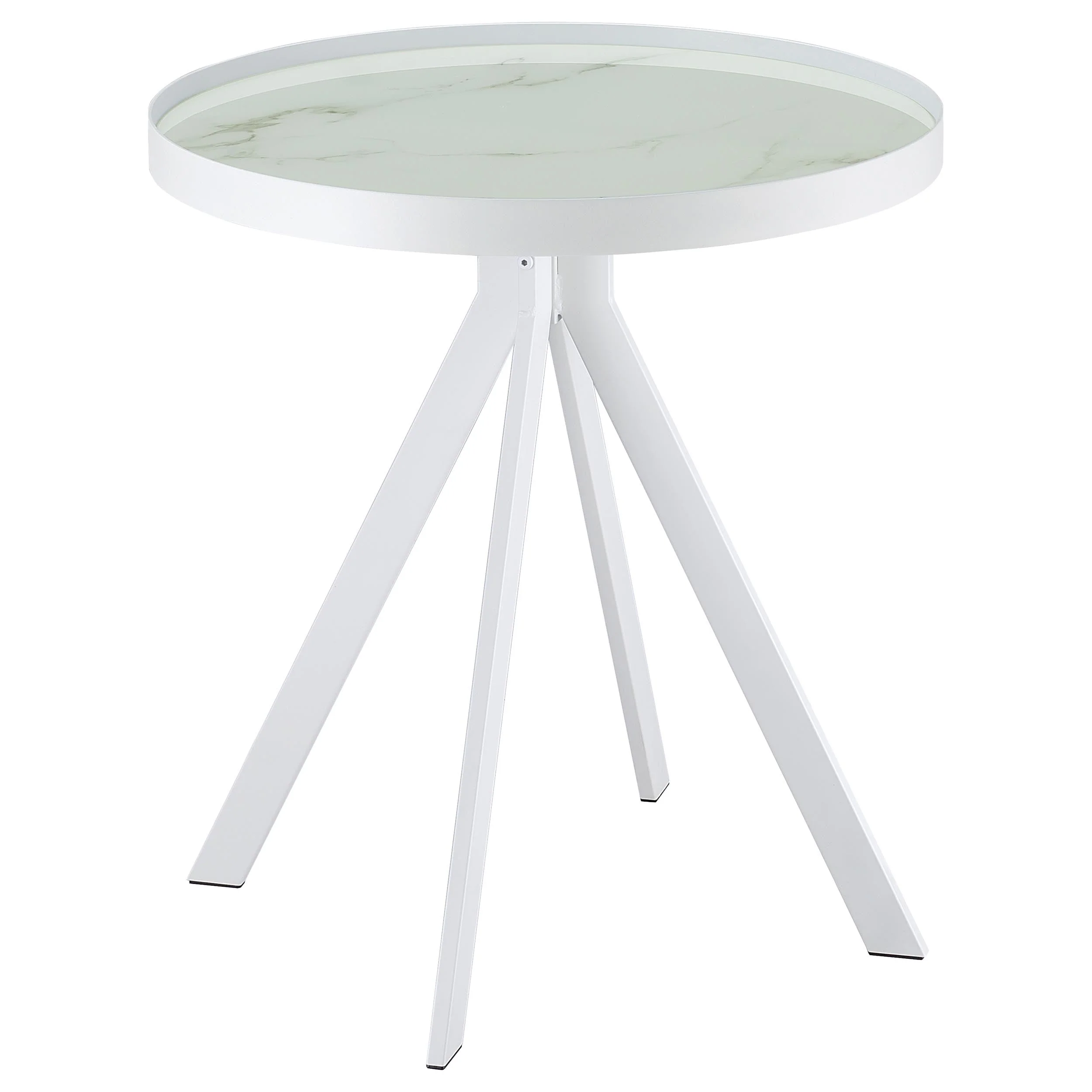 Briggs Round Marble Printed Glass Top End Side Table - Image 11