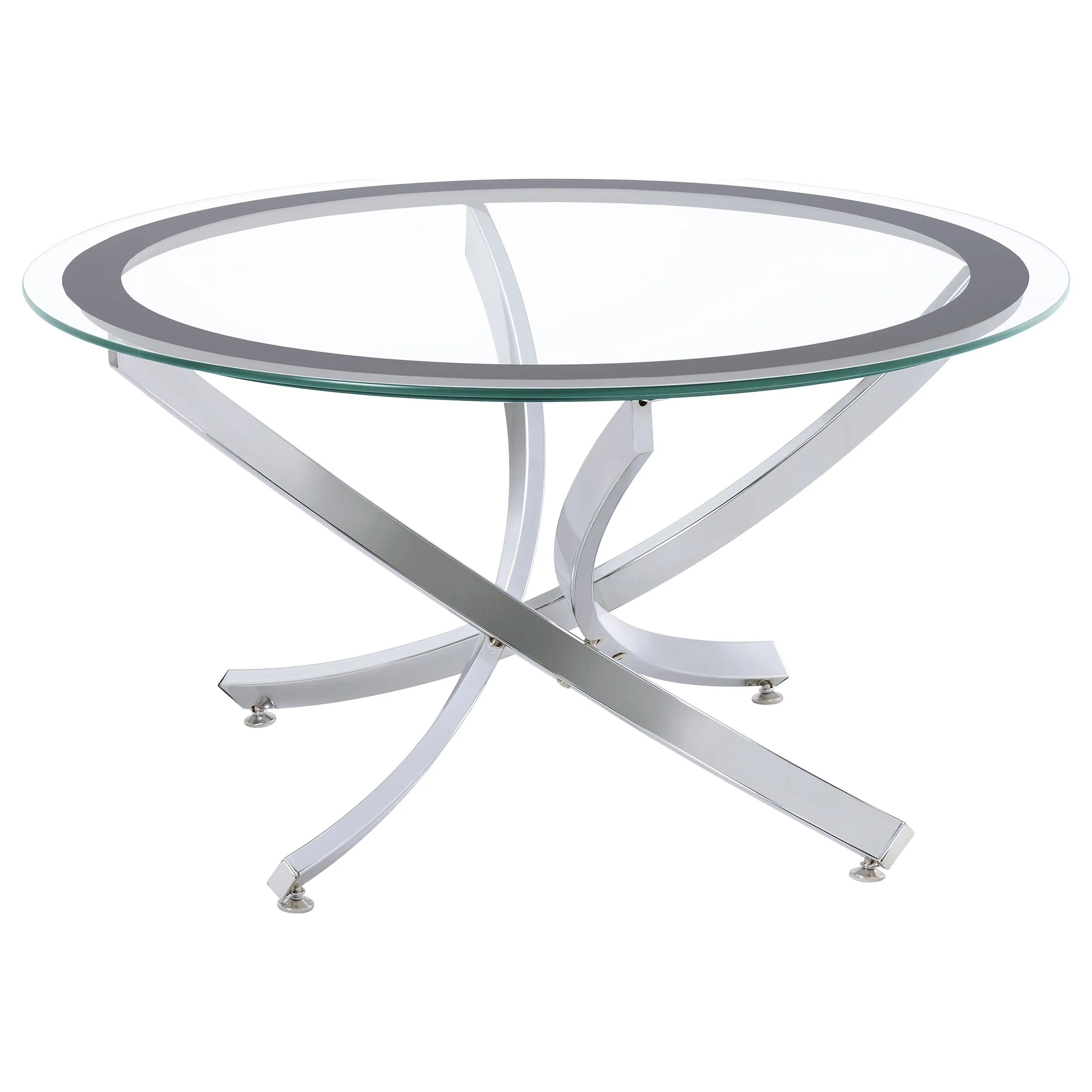 Brooke Round Glass Top Coffee Table Metal Base - Image 3