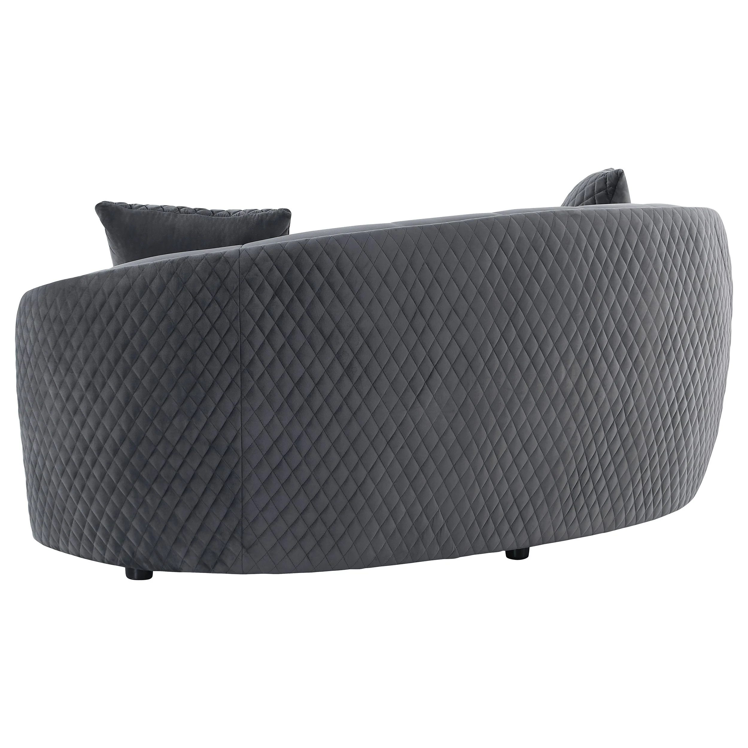 Brookside Velvet Upholstered Curved Loveseat Dark Grey - Image 7