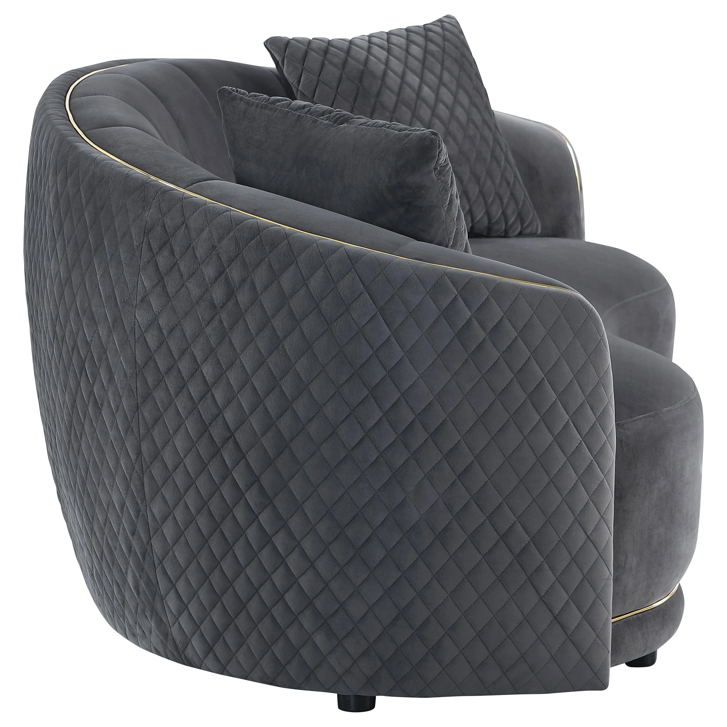 Brookside Velvet Upholstered Curved Loveseat Dark Grey - Image 9