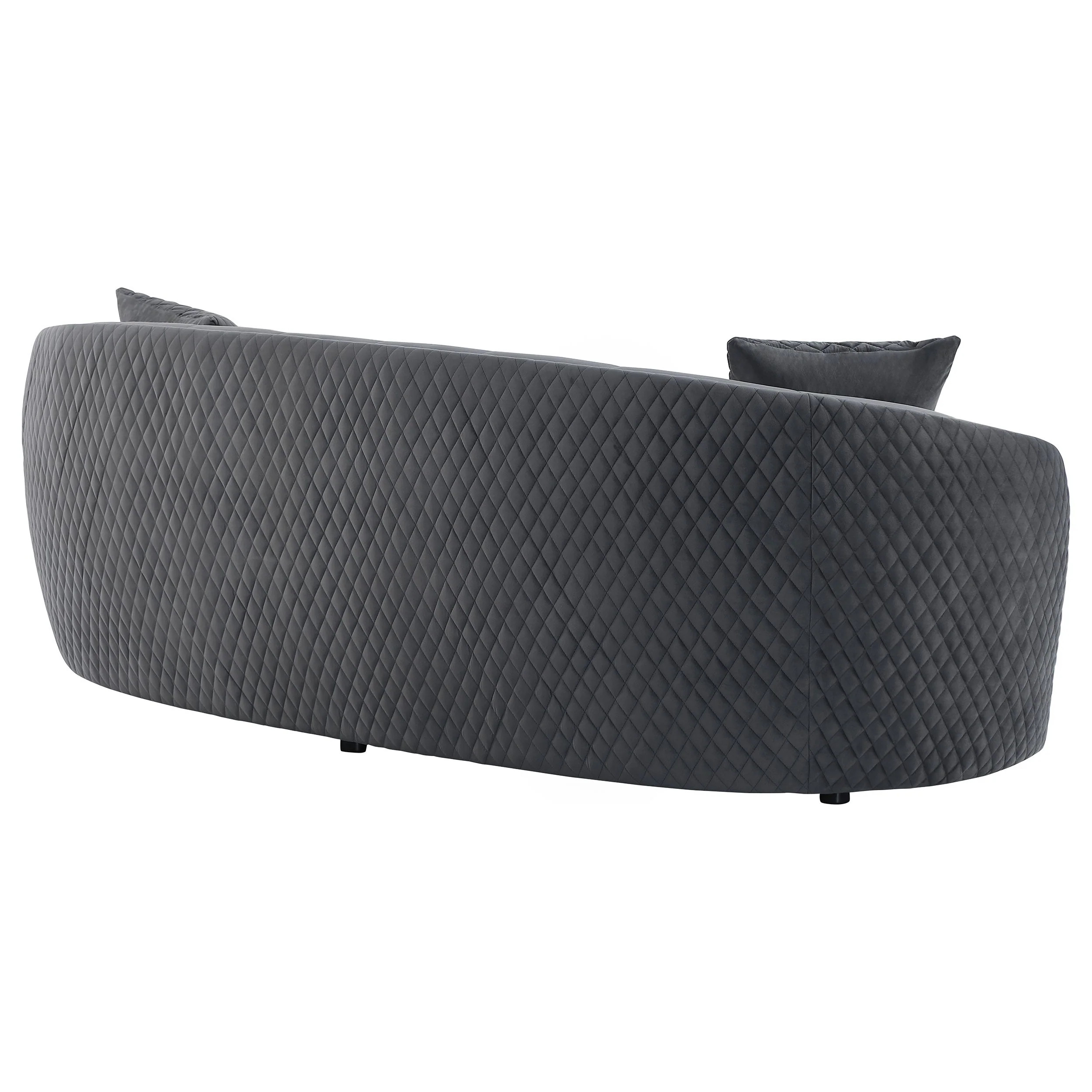 Brookside Velvet Upholstered Curved Sofa Dark Grey - Image 8