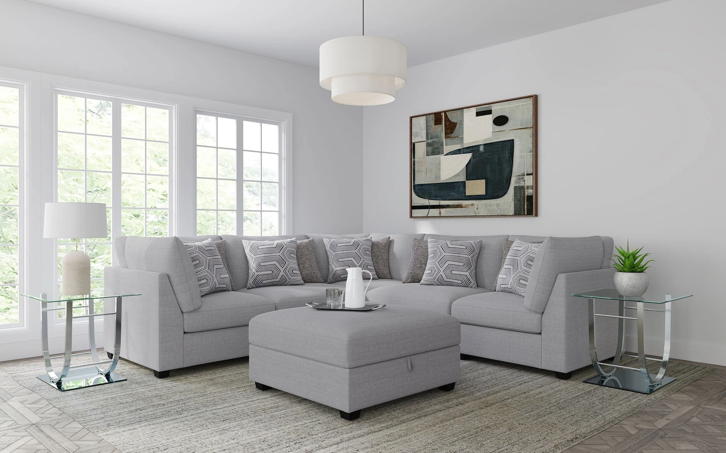 Cambria Upholstered Modular Sectional Sofa Grey - Image 13