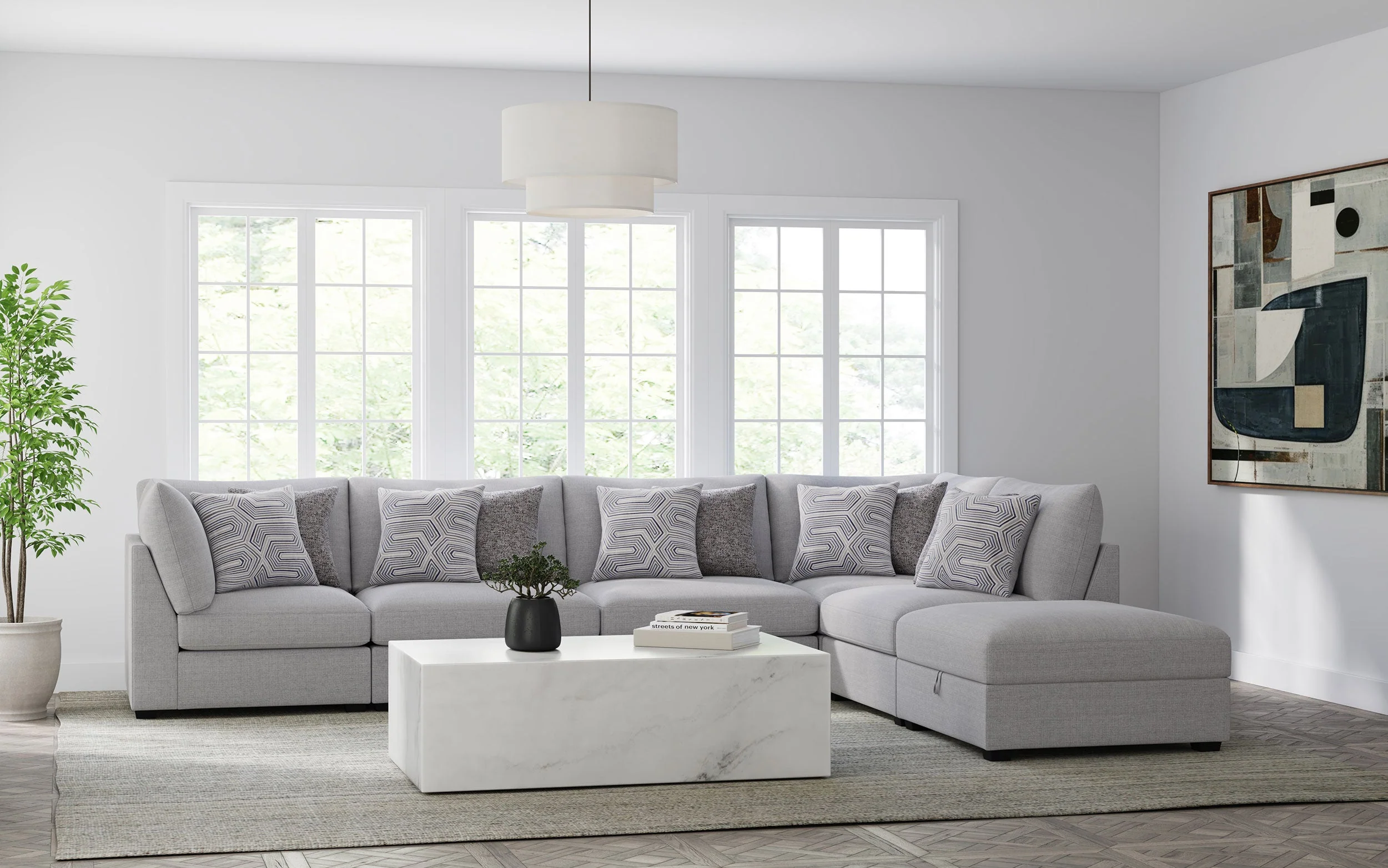 Cambria Upholstered Modular Sectional Sofa Grey - Image 14