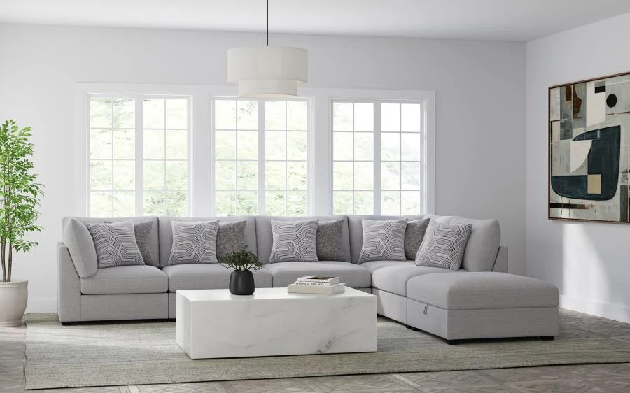Cambria Upholstered Modular Sectional Sofa Grey - Image 5