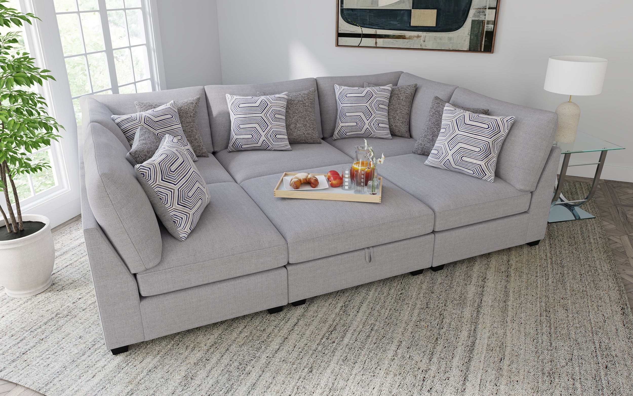 Cambria Upholstered Modular Sectional Sofa Grey - Image 8