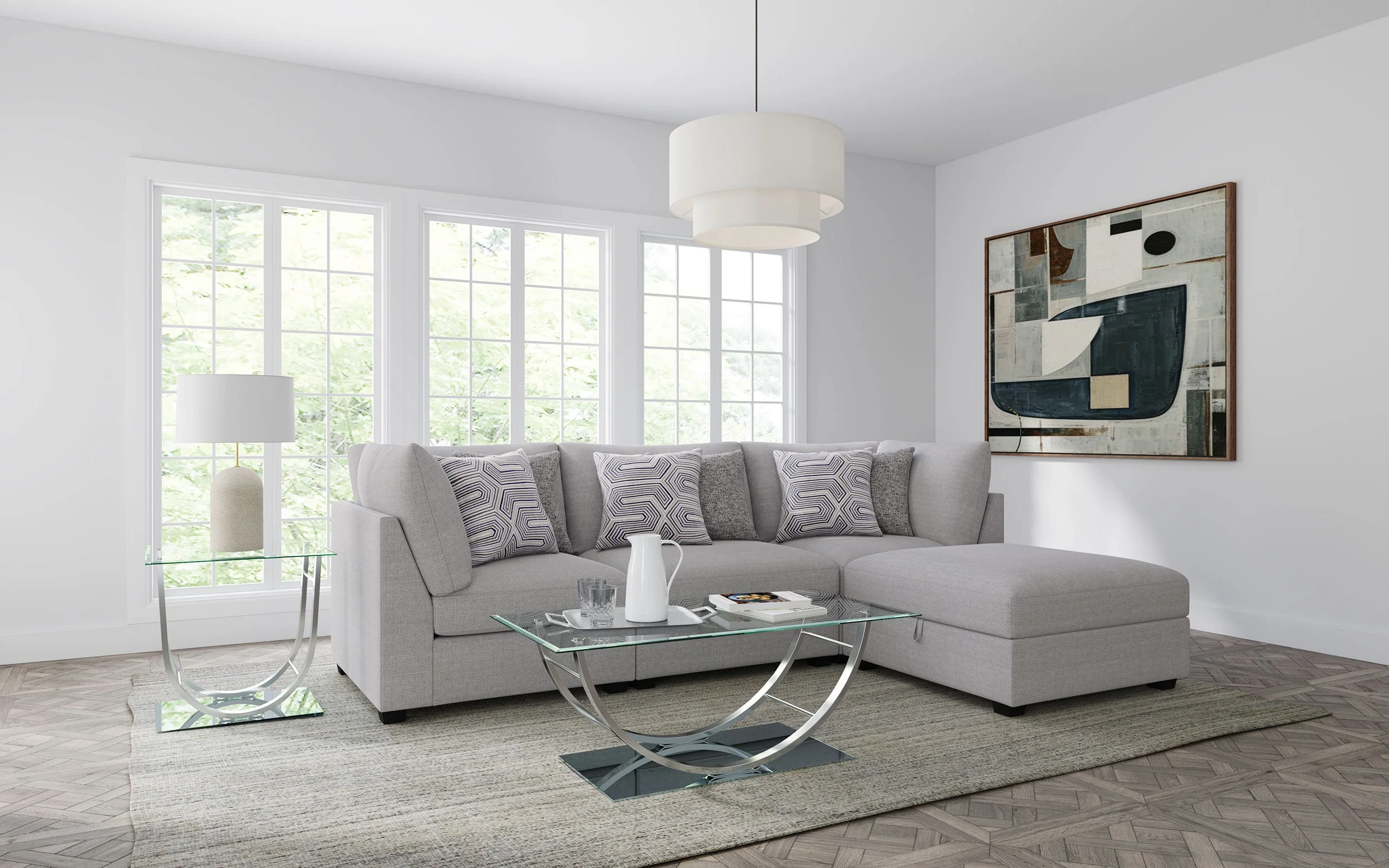 Cambria Upholstered Modular Sectional Sofa Grey - Image 9