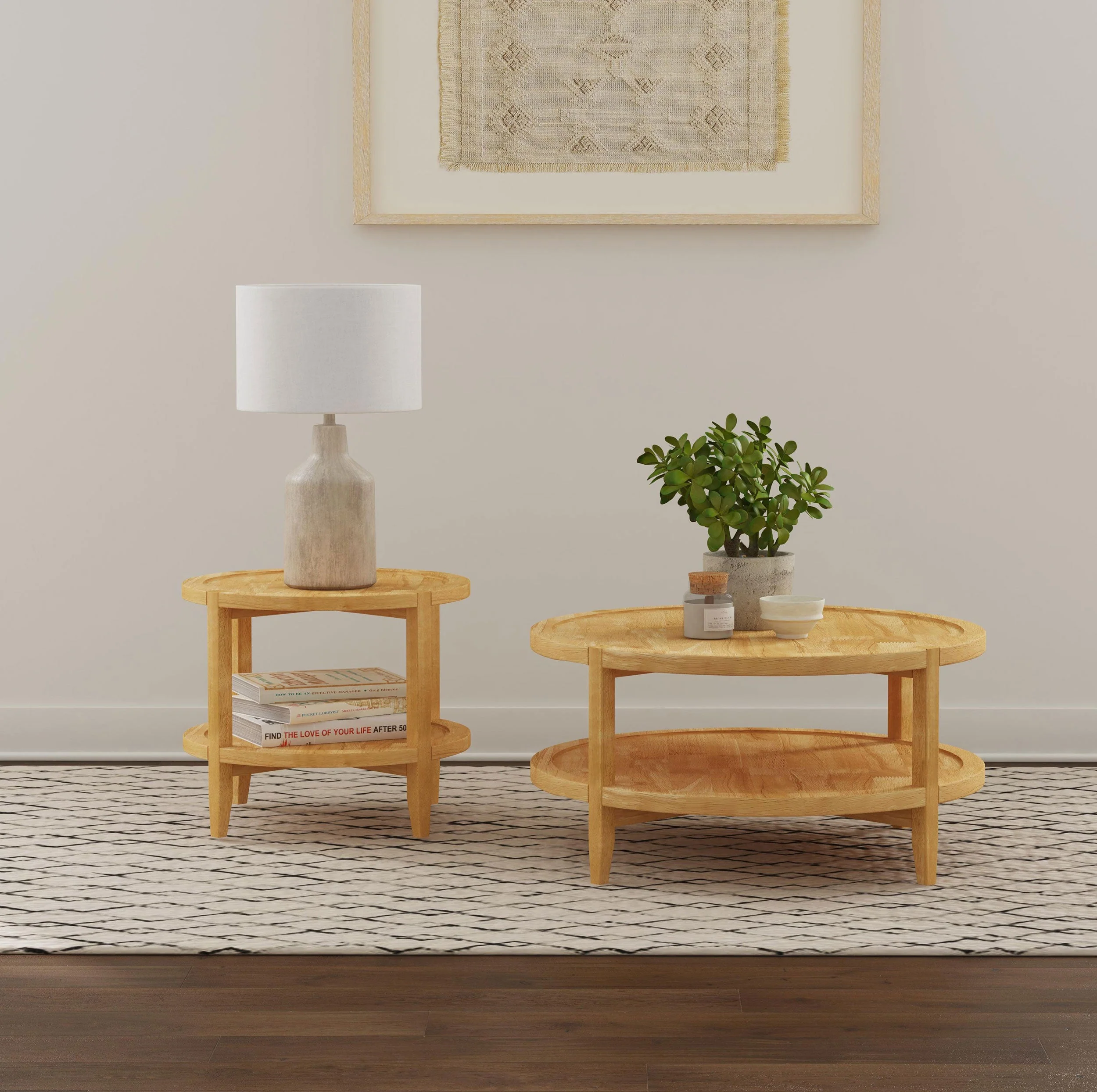 Camillo Round Coffee and End Table Set Maple - Image 3