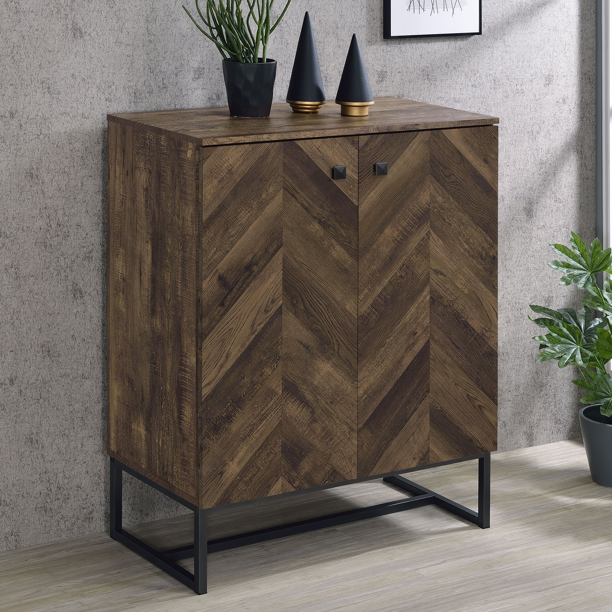 Carolyn 2-door Engineered Wood Accent Cabinet Rustic Oak - Image 3