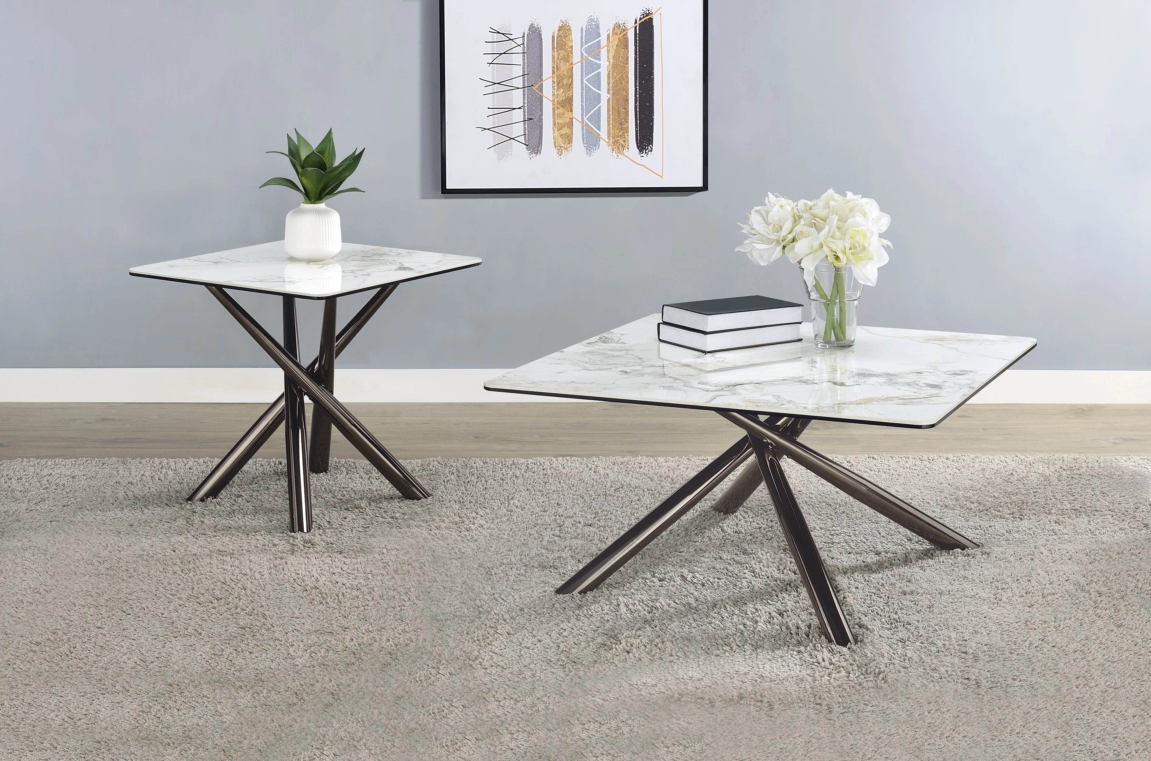 Carvell Square Sintered Stone Top Coffee Table Mirage White - Image 12