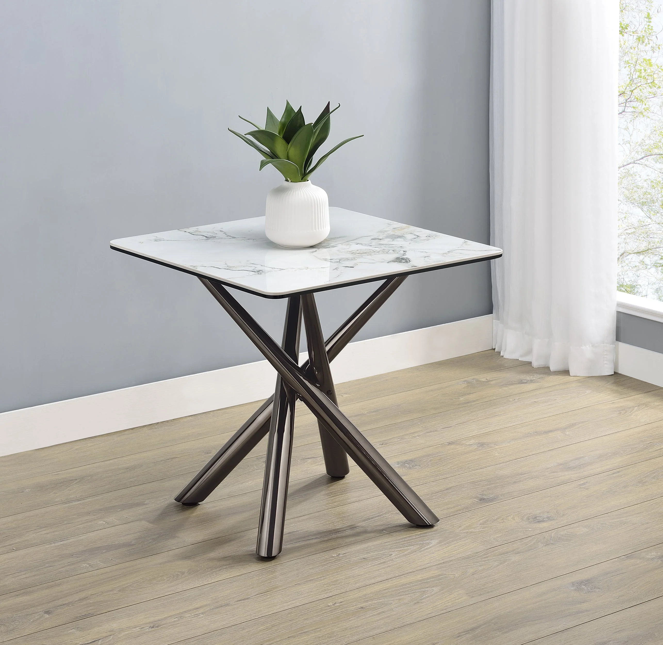 Carvell Square Sintered Stone End Side Table Mirage White - Image 3