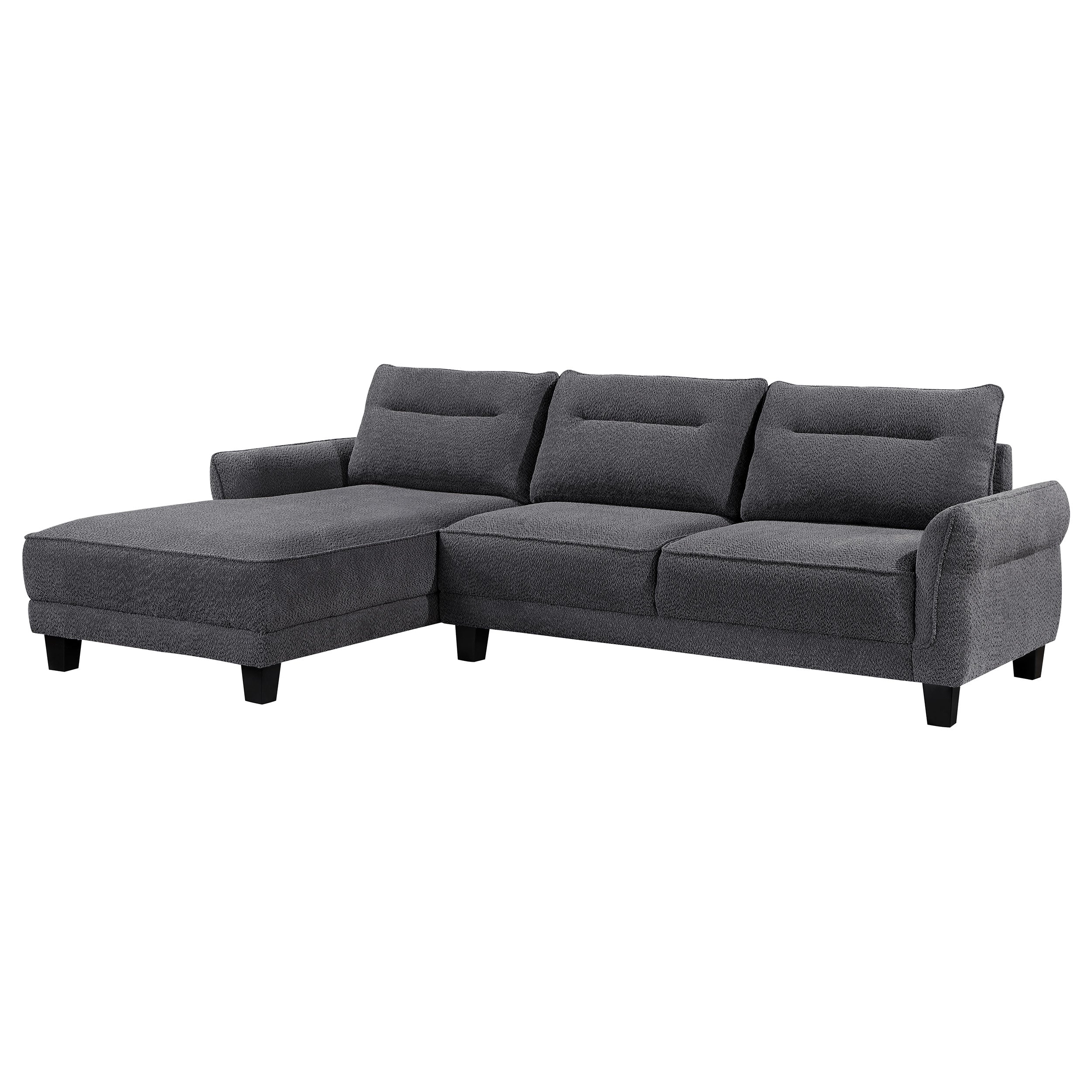 Caspian Upholstered Curved Arm Chaise Sectional Sofa - Image 3