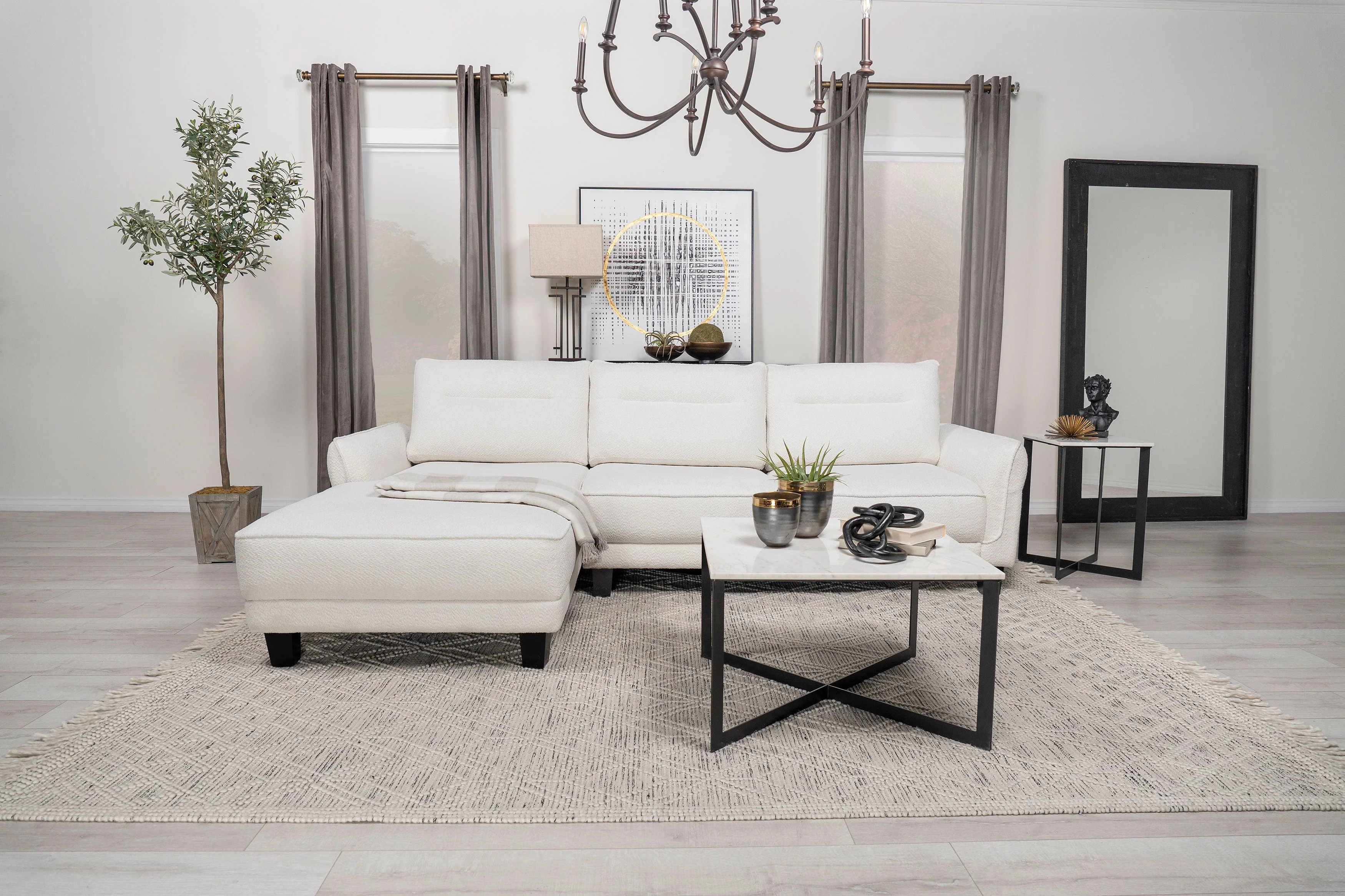 Caspian Upholstered Curved Arm Chaise Sectional Sofa - Image 6