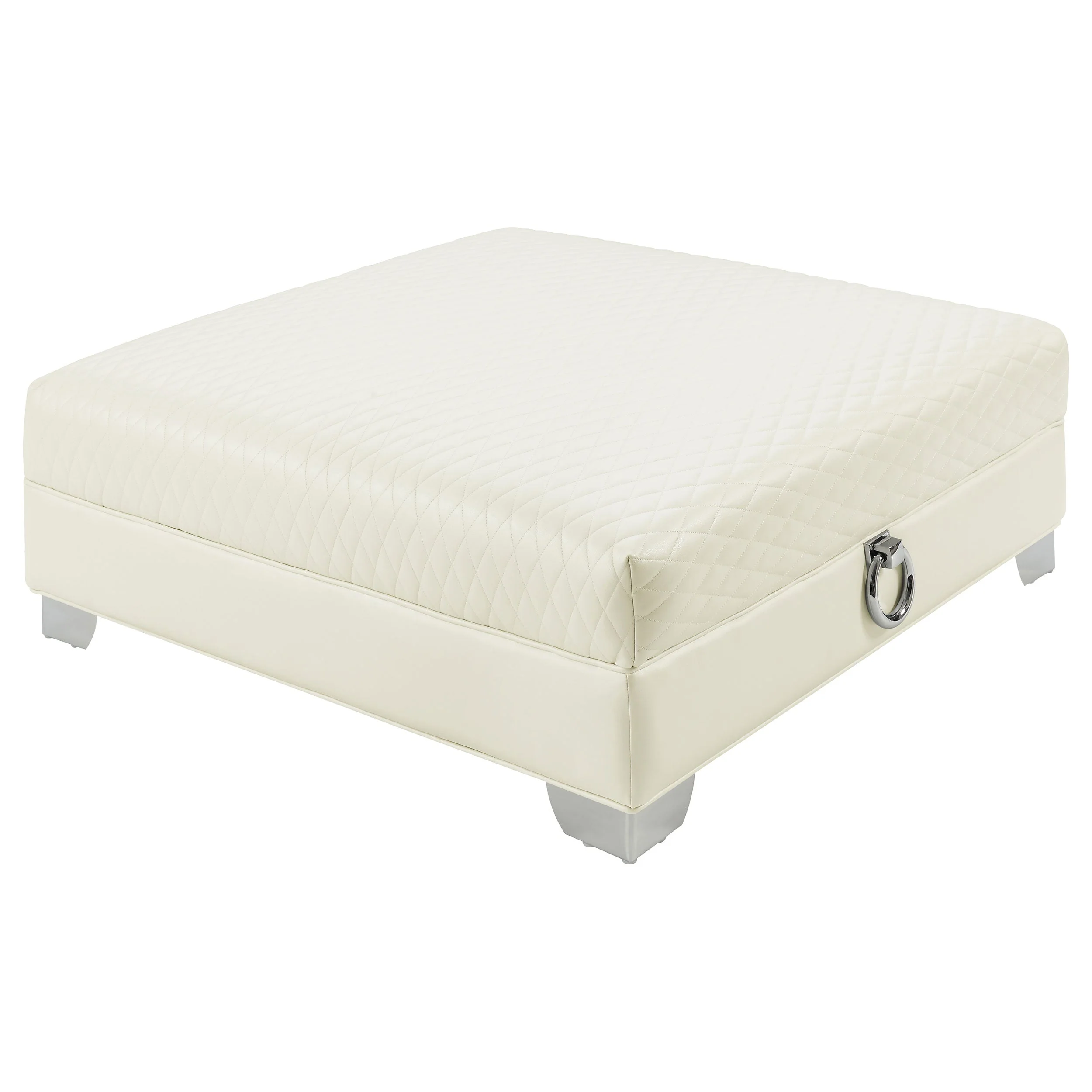 Chaviano Square Upholstered Ottoman Pearl White - Image 2