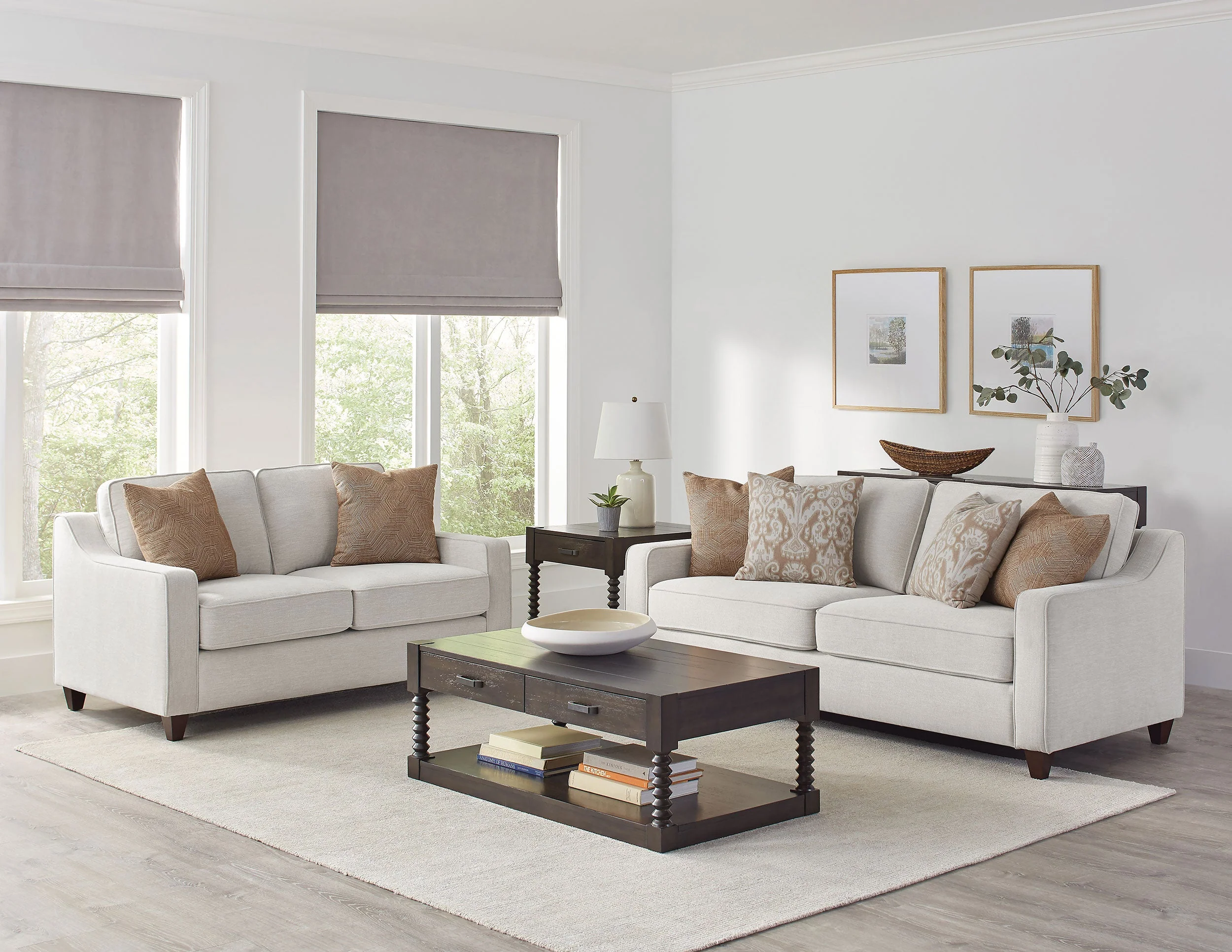 Christine Upholstered Sloped Arm Sofa Set Beige - Image 3