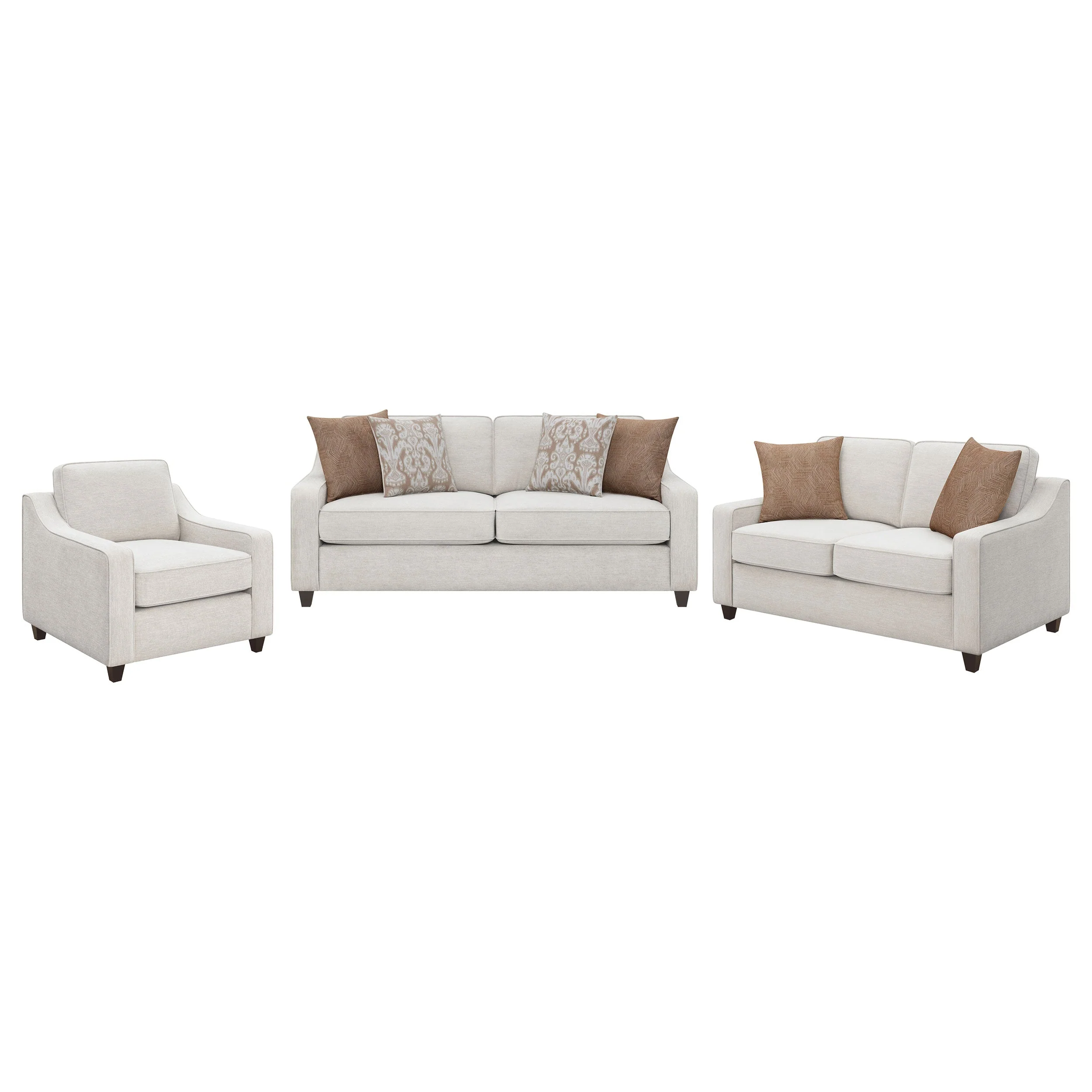 Christine Upholstered Sloped Arm Sofa Set Beige - Image 6