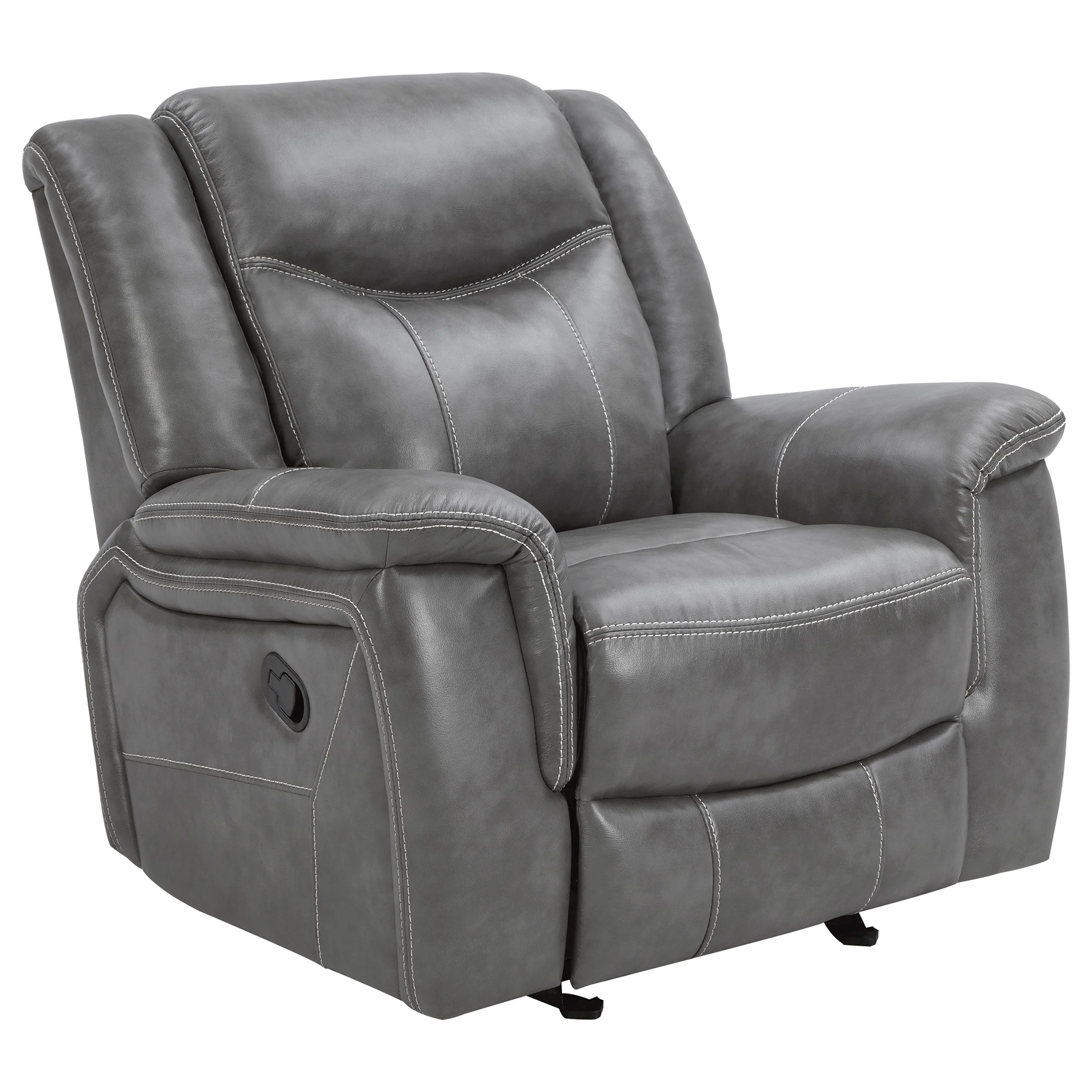Conrad Upholstered Padded Arm Glider Recliner Grey - Image 2