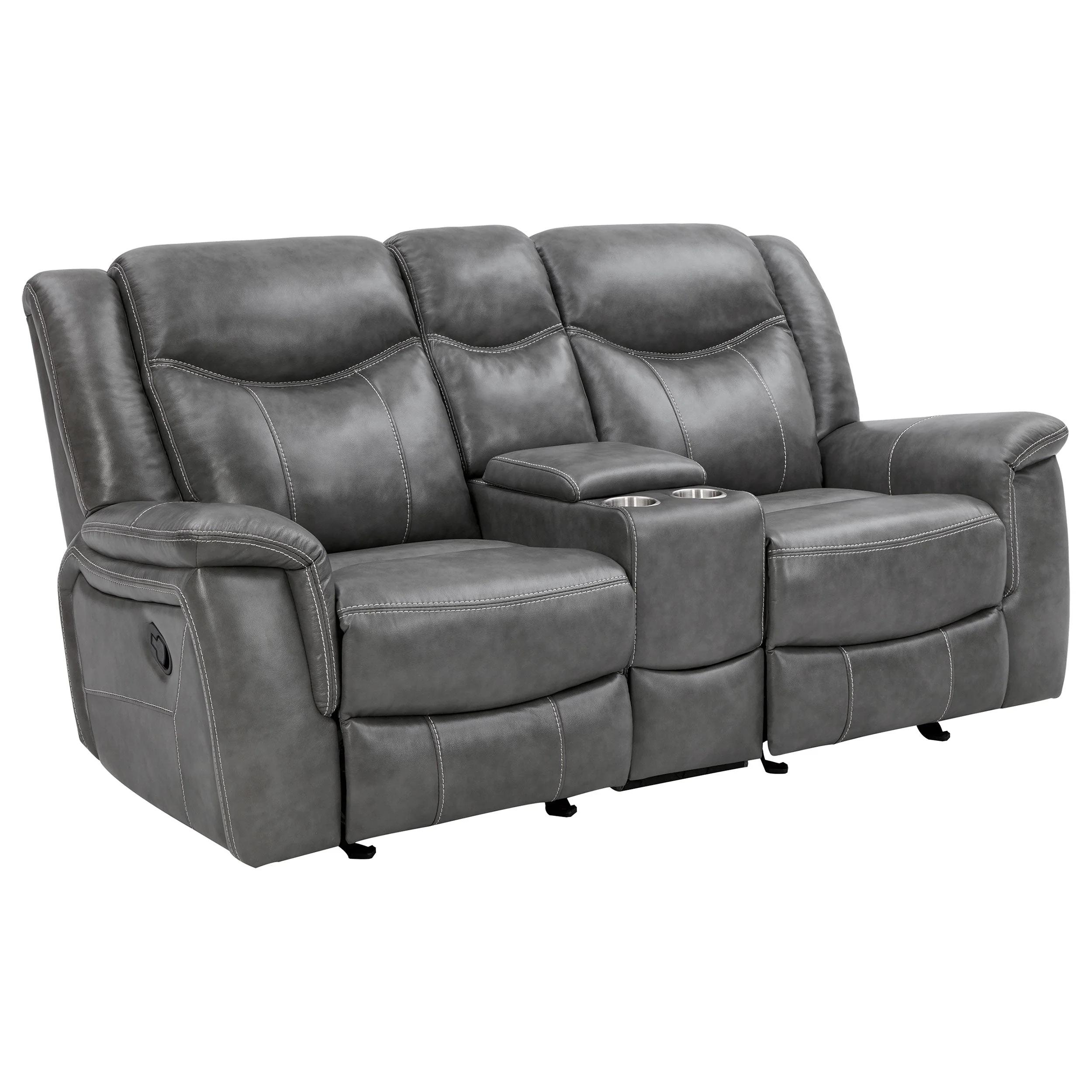 Conrad Upholstered Padded Arm Motion Sofa Set Grey - Image 10
