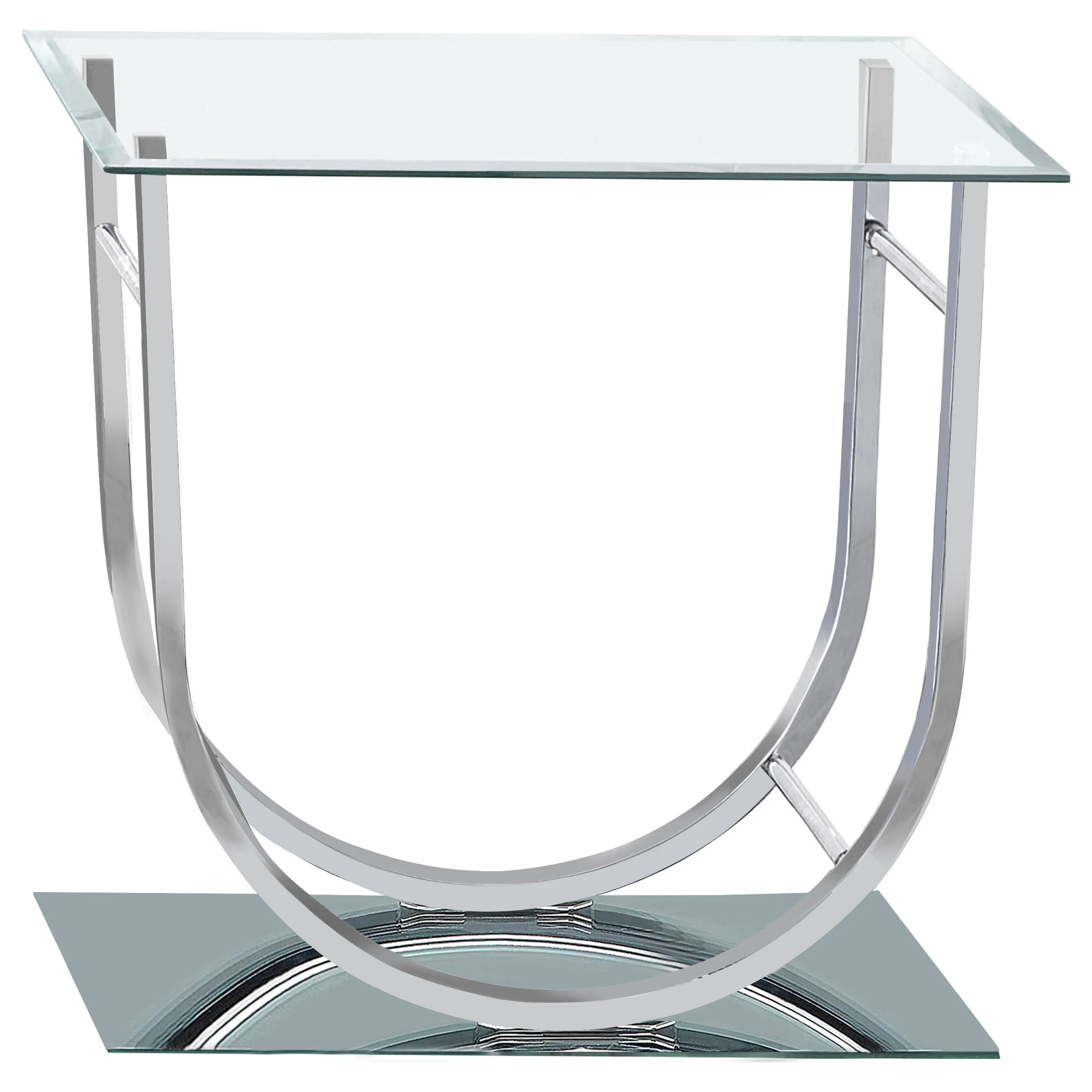 Danville Square U-Shaped Glass Top Side End Table Chrome - Image 5